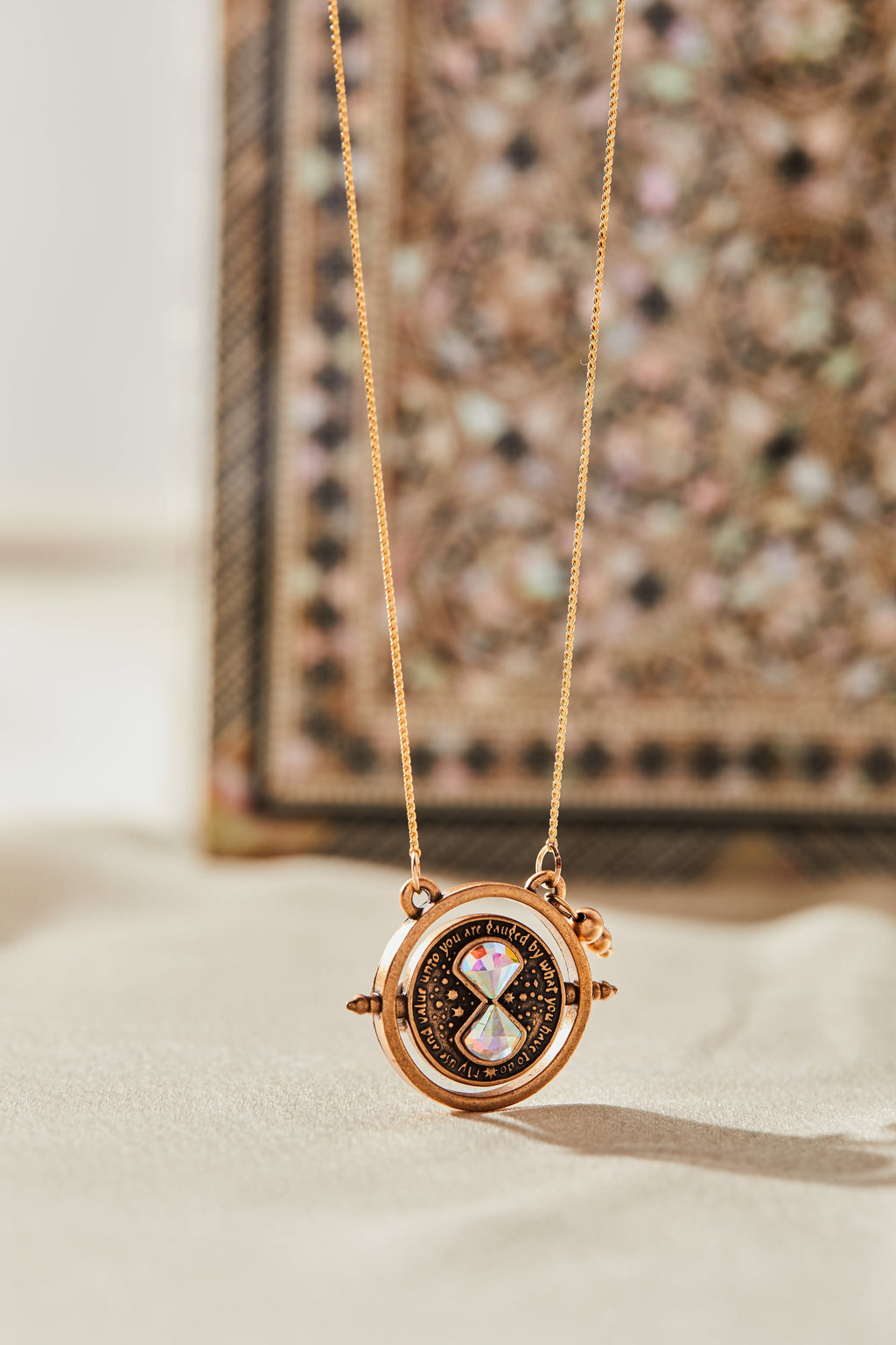 Harry Potter Time Turner Spinner Necklace Gold Fantasy Jewelry