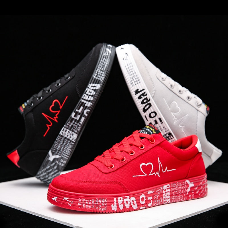 Women's Harajuku Vulcanized Lace-Up Sneakers with Heart Print - Image 4