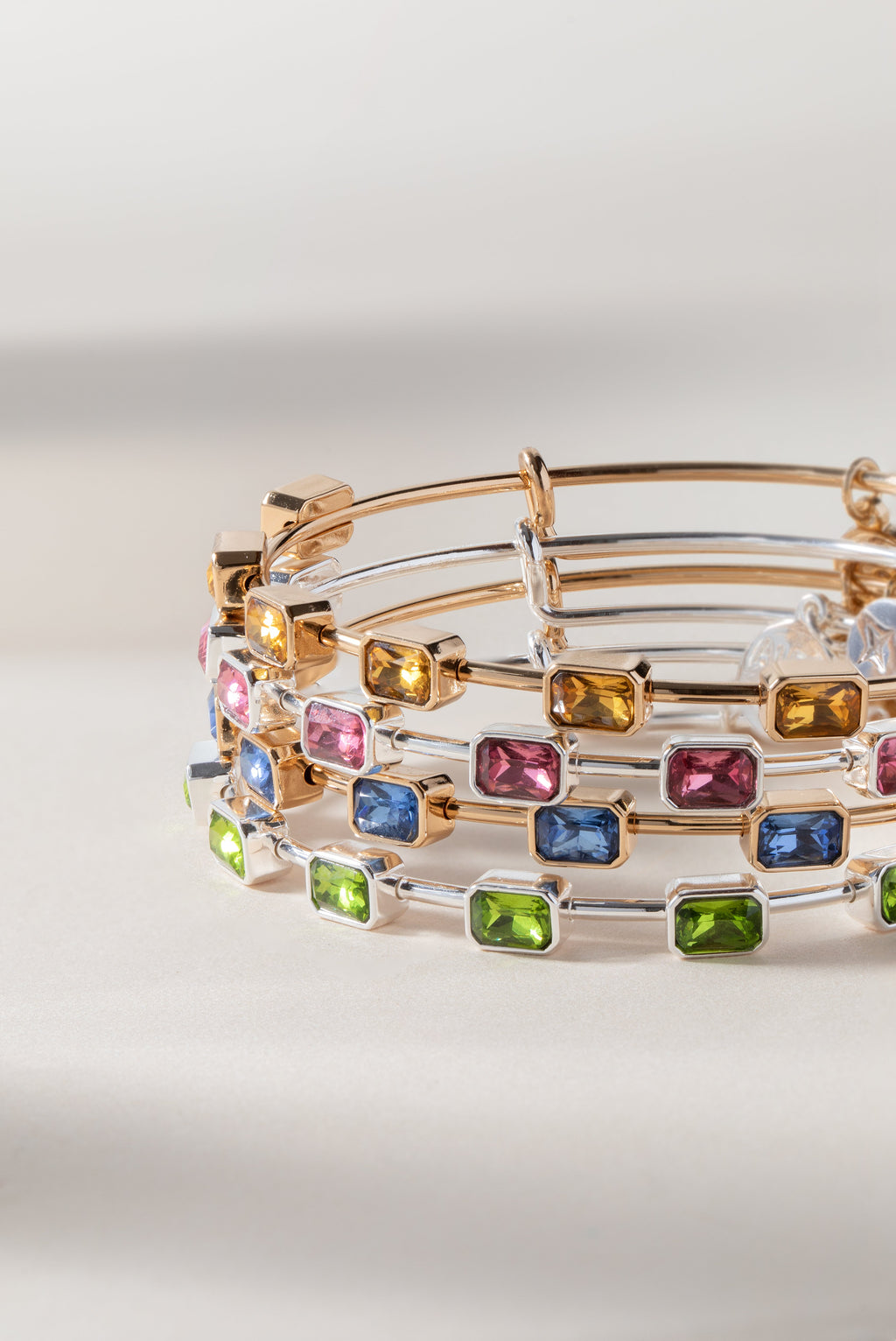 Emerald Cut September Birthstone Bangle with Blue Crystals