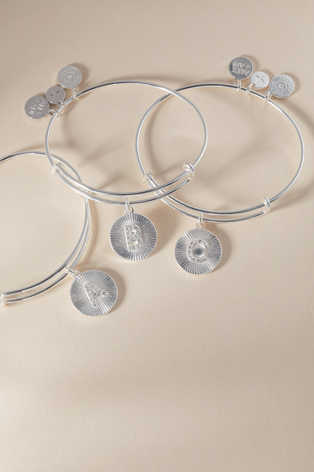 Initial B Pavé Starburst Bangle Bracelet in Gold and Silver