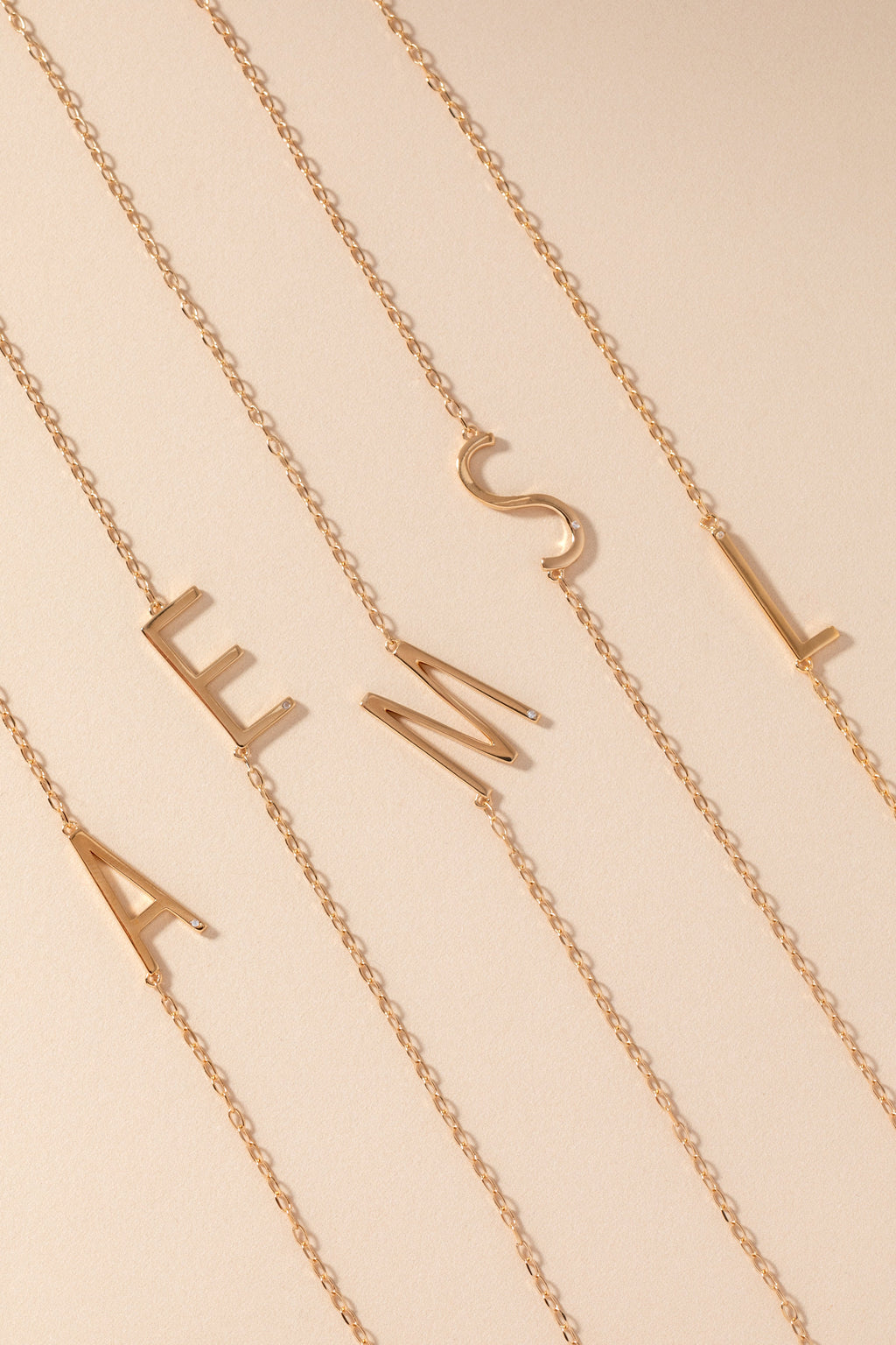 Sideways Initial S Pendant Necklace with White CZ Accent