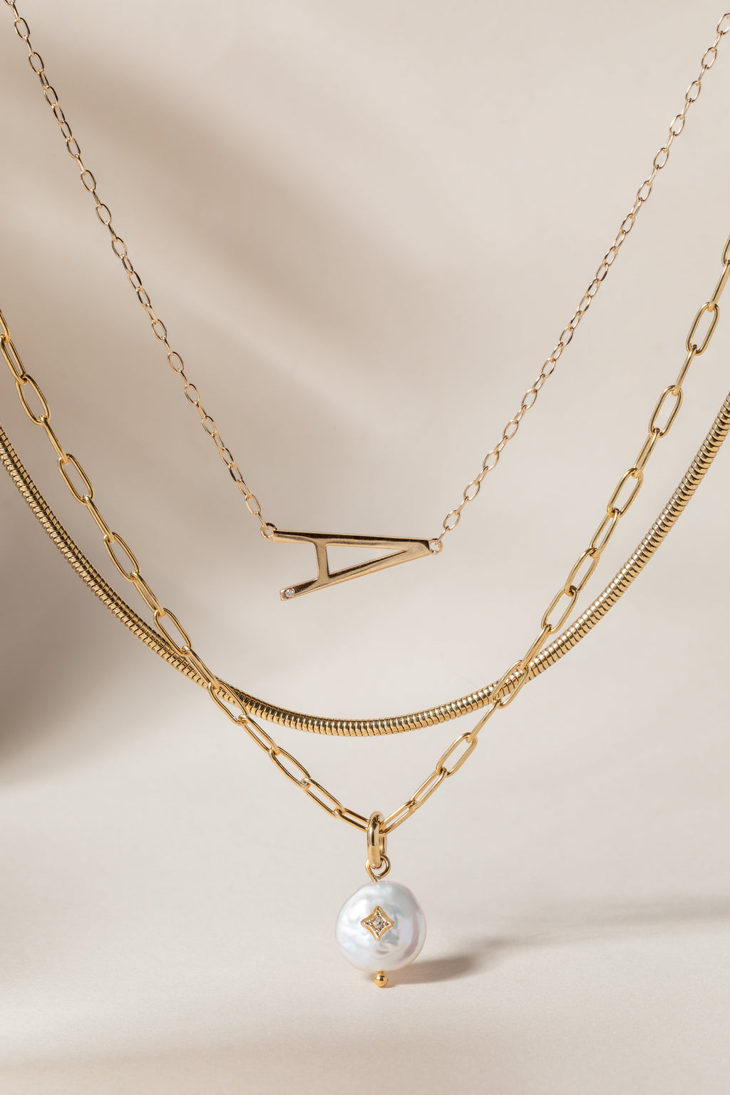 Initial A Sideways Pendant Necklace with Cubic Zirconia Accent