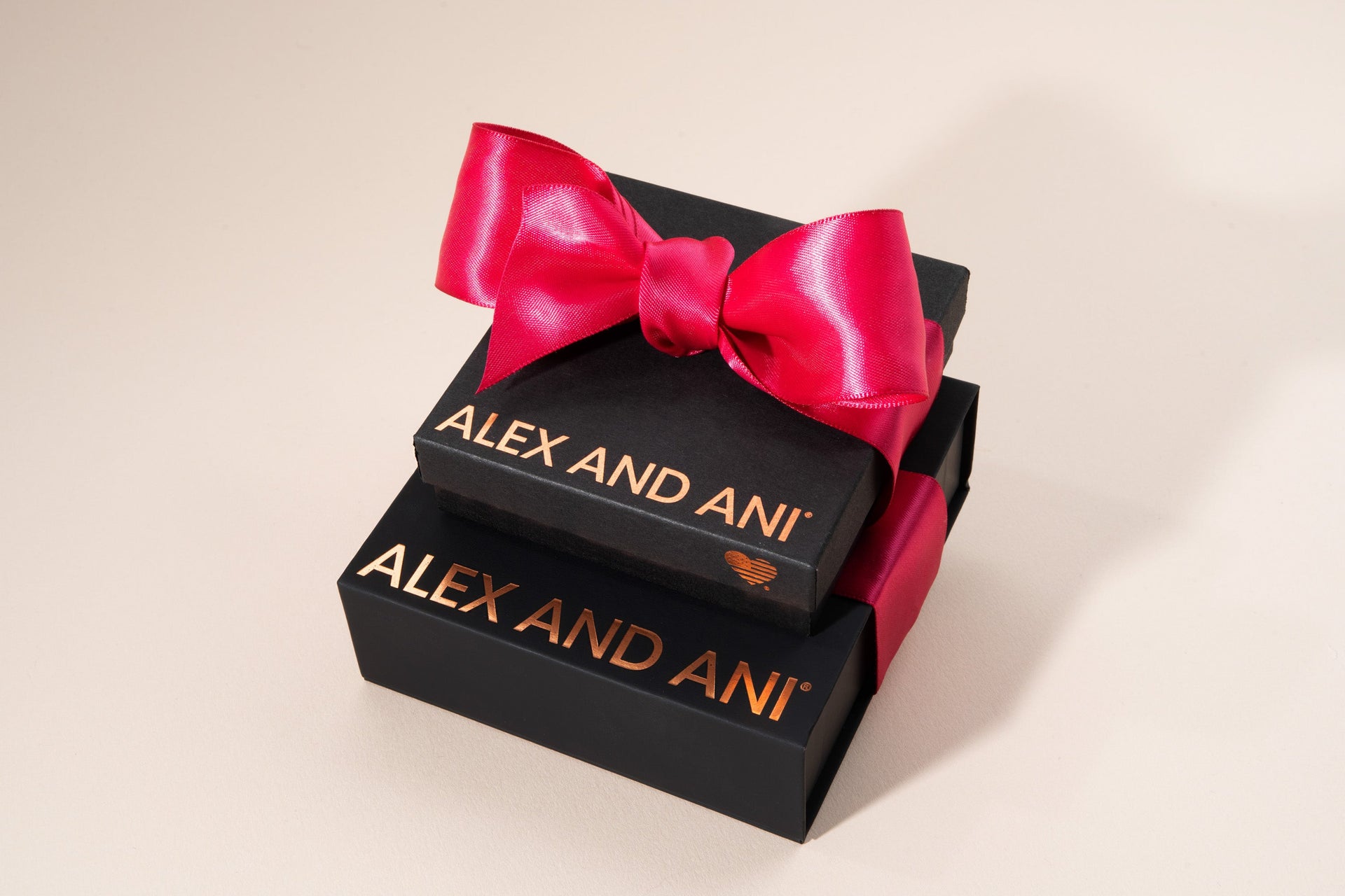Minimalist Square Gift Box with Satin Ribbon - Black and Pink