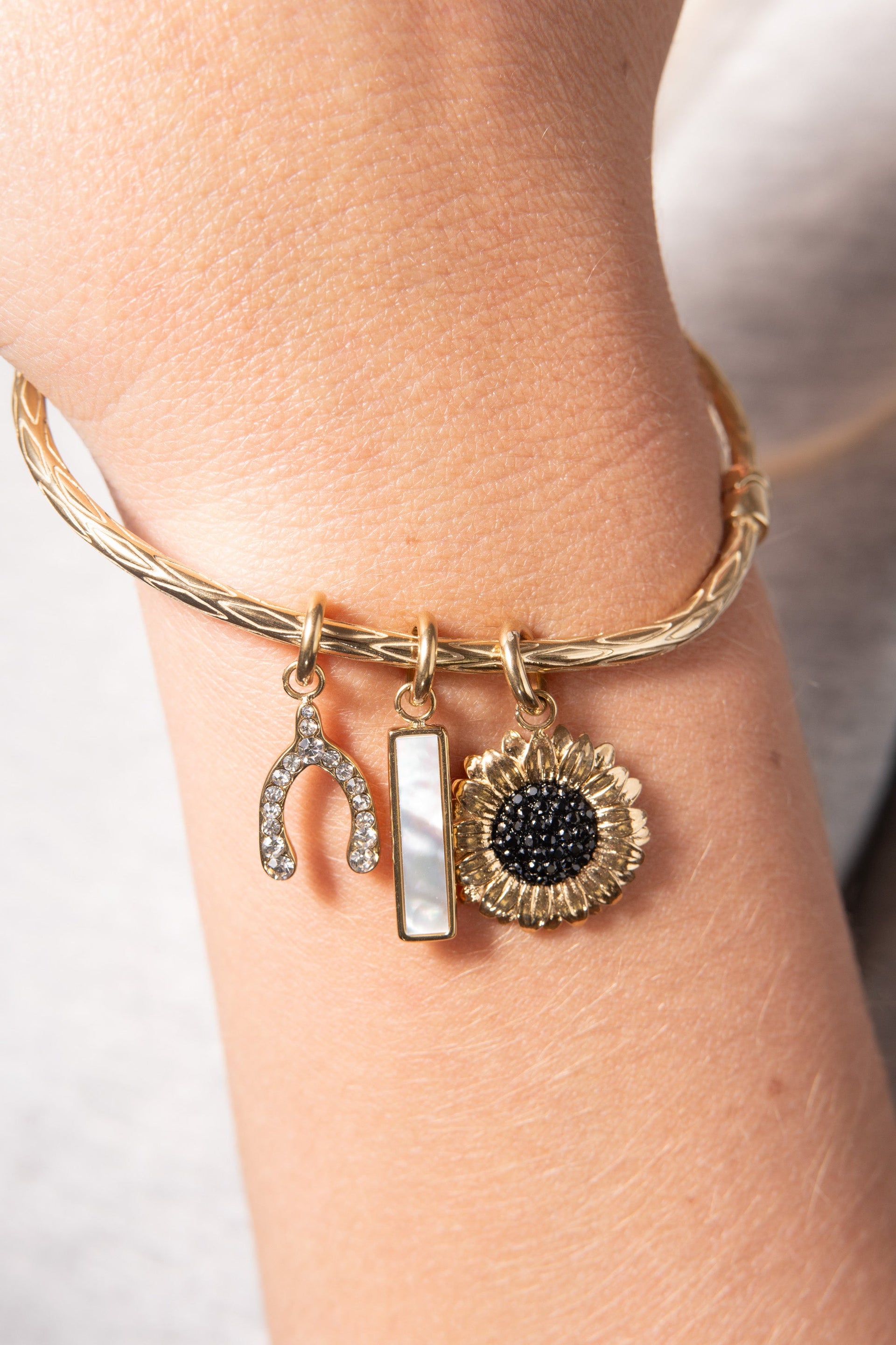 Sunflower Interchangeable Charm in Gold-Tone Stainless Steel