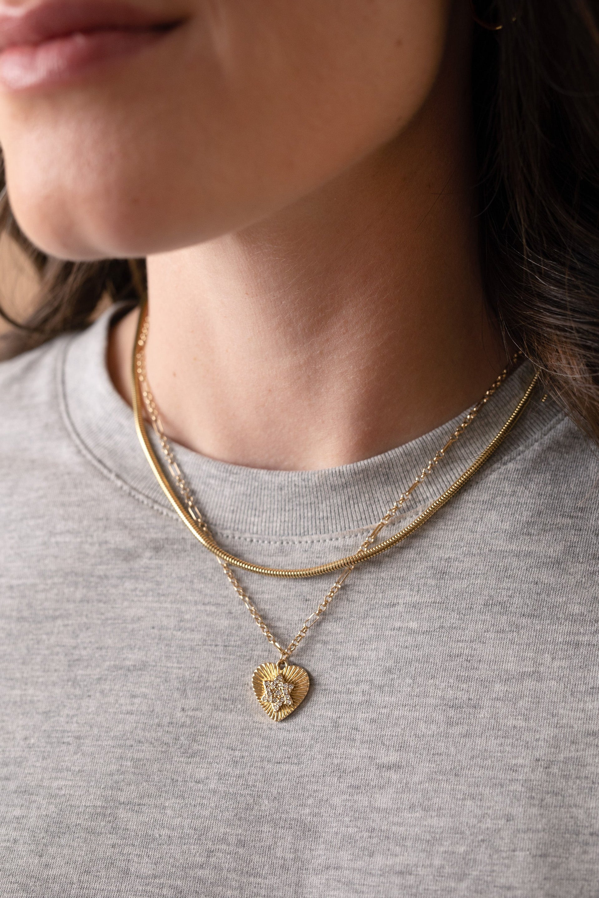 Faith and Family Star of David Heart Pendant Necklace