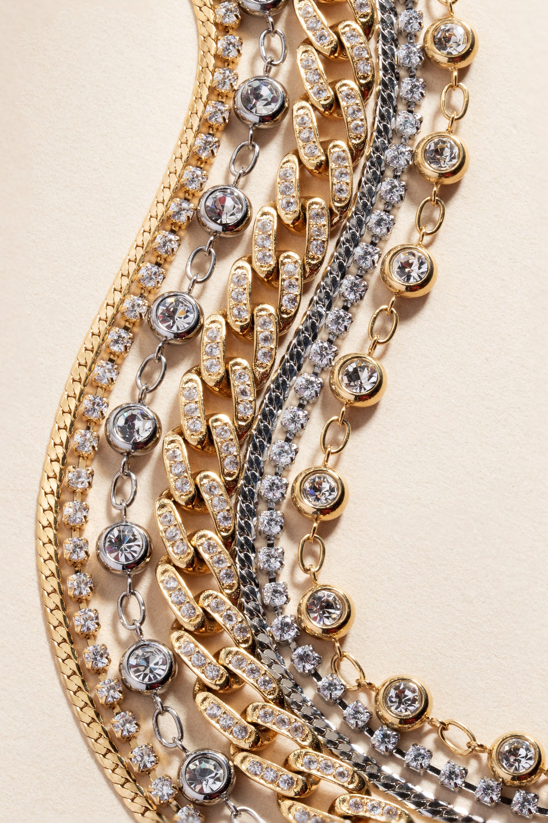 Double Strand Crystal Tennis Chain Bracelet in Gold and Silver