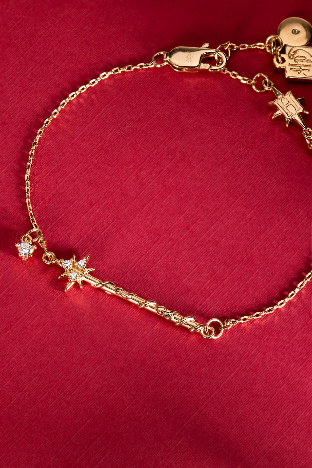 Harry Potter™ Hermione Wand Crystal Charm Bracelet in Gold
