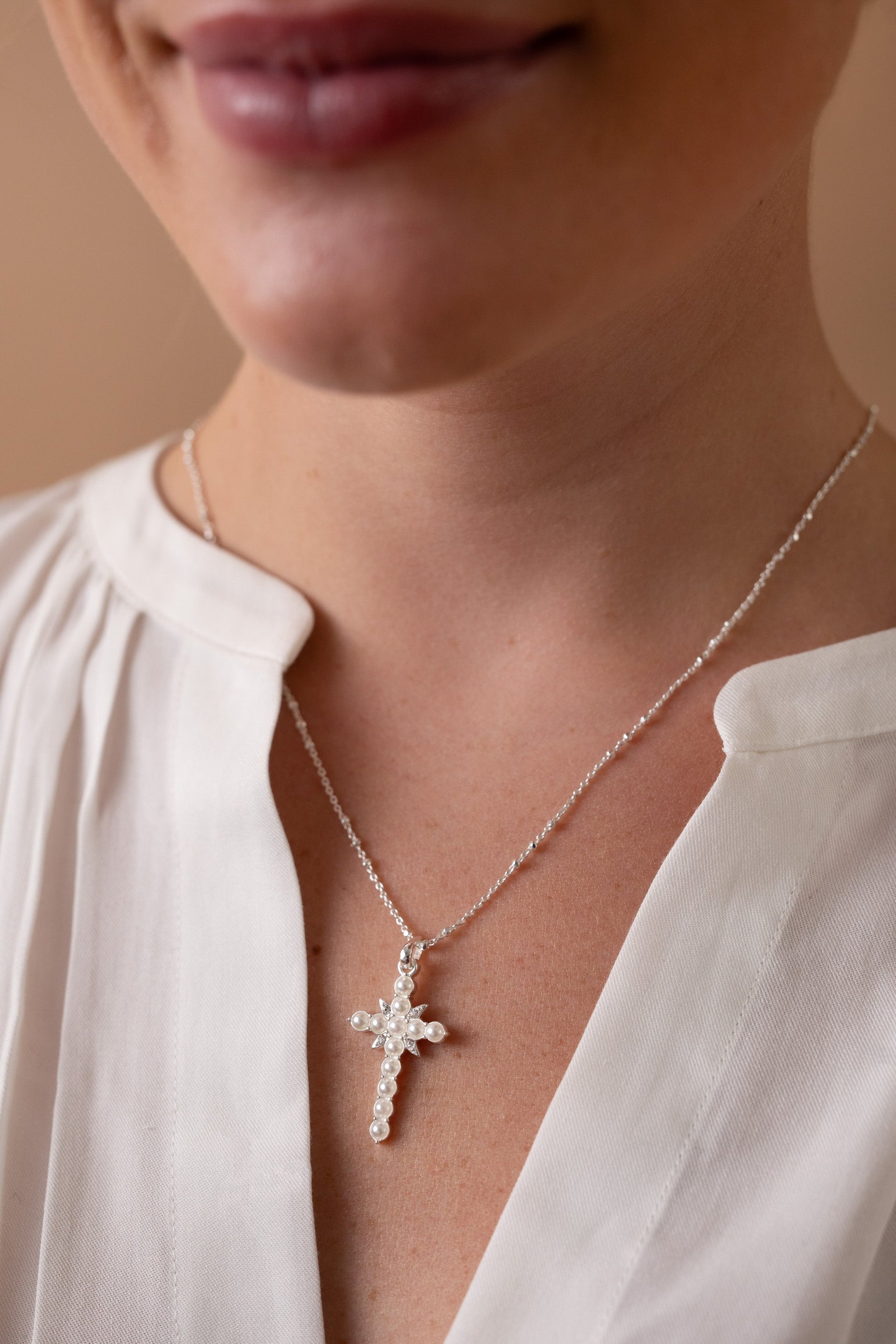 Divine Guides Cross Pendant Necklace in Silver and Gold