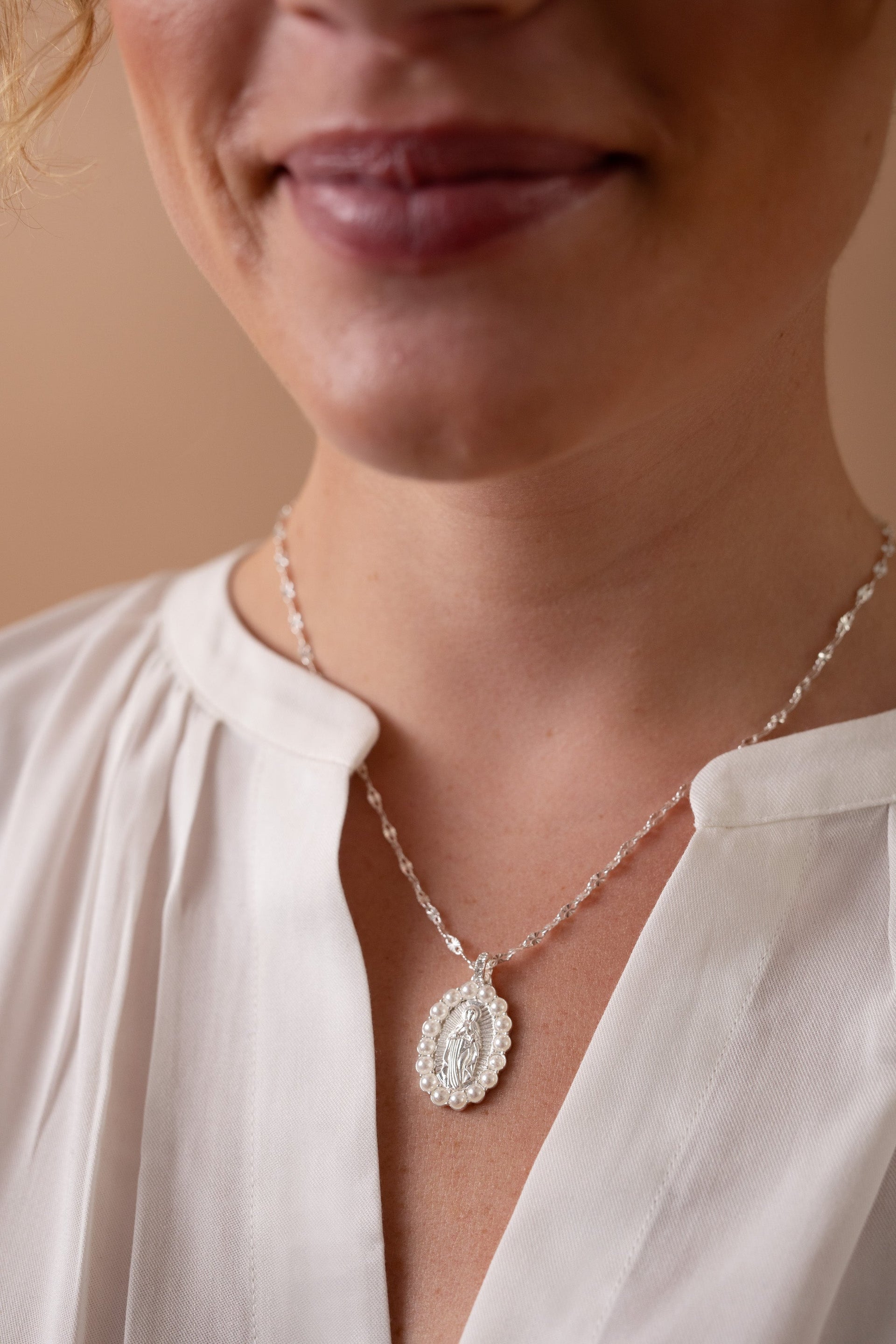 Divine Guides Mother Mary Medallion Pendant Necklace