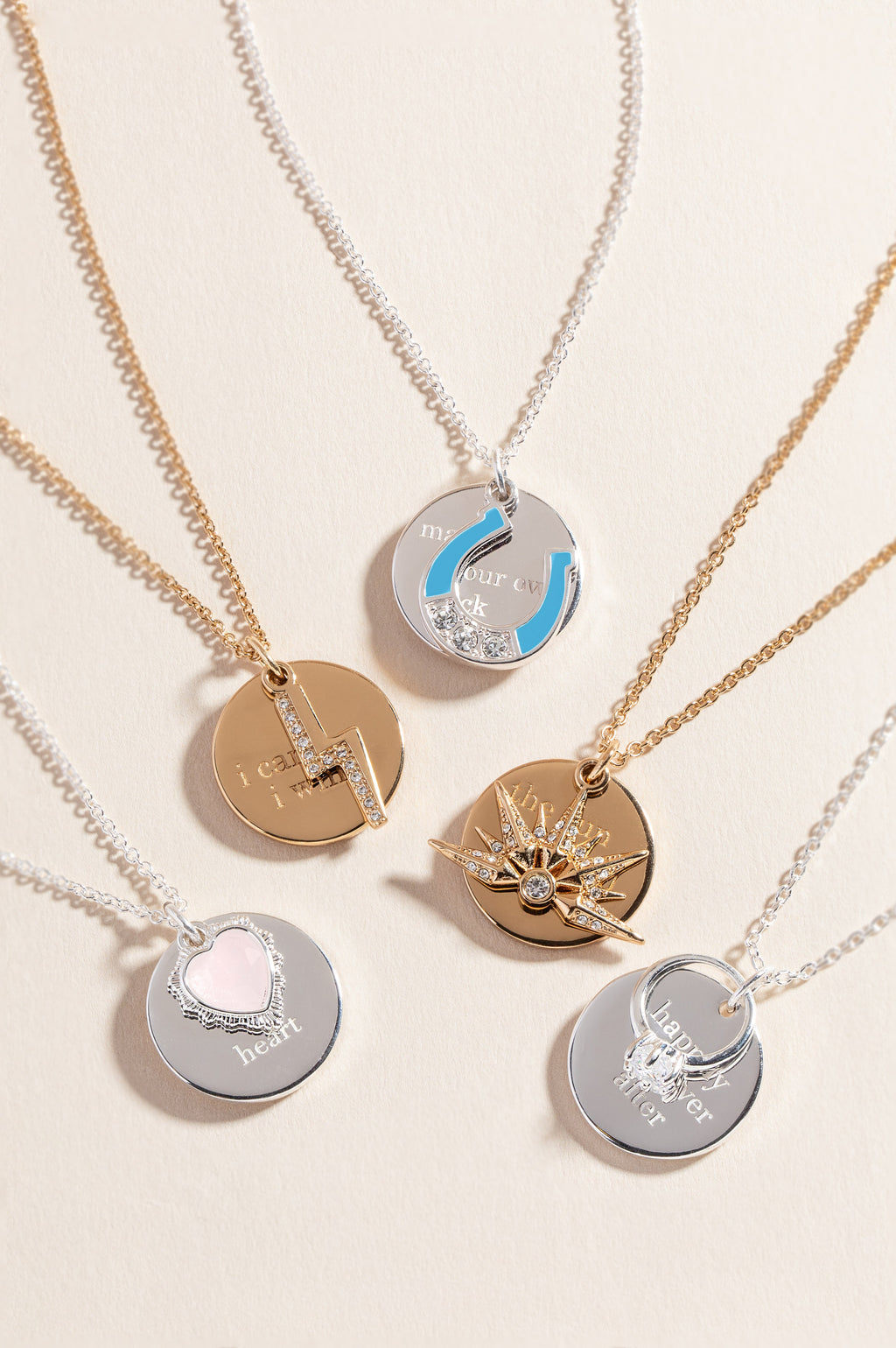 Make Your Own Luck Duo Charm Pendant Necklace with Crystal