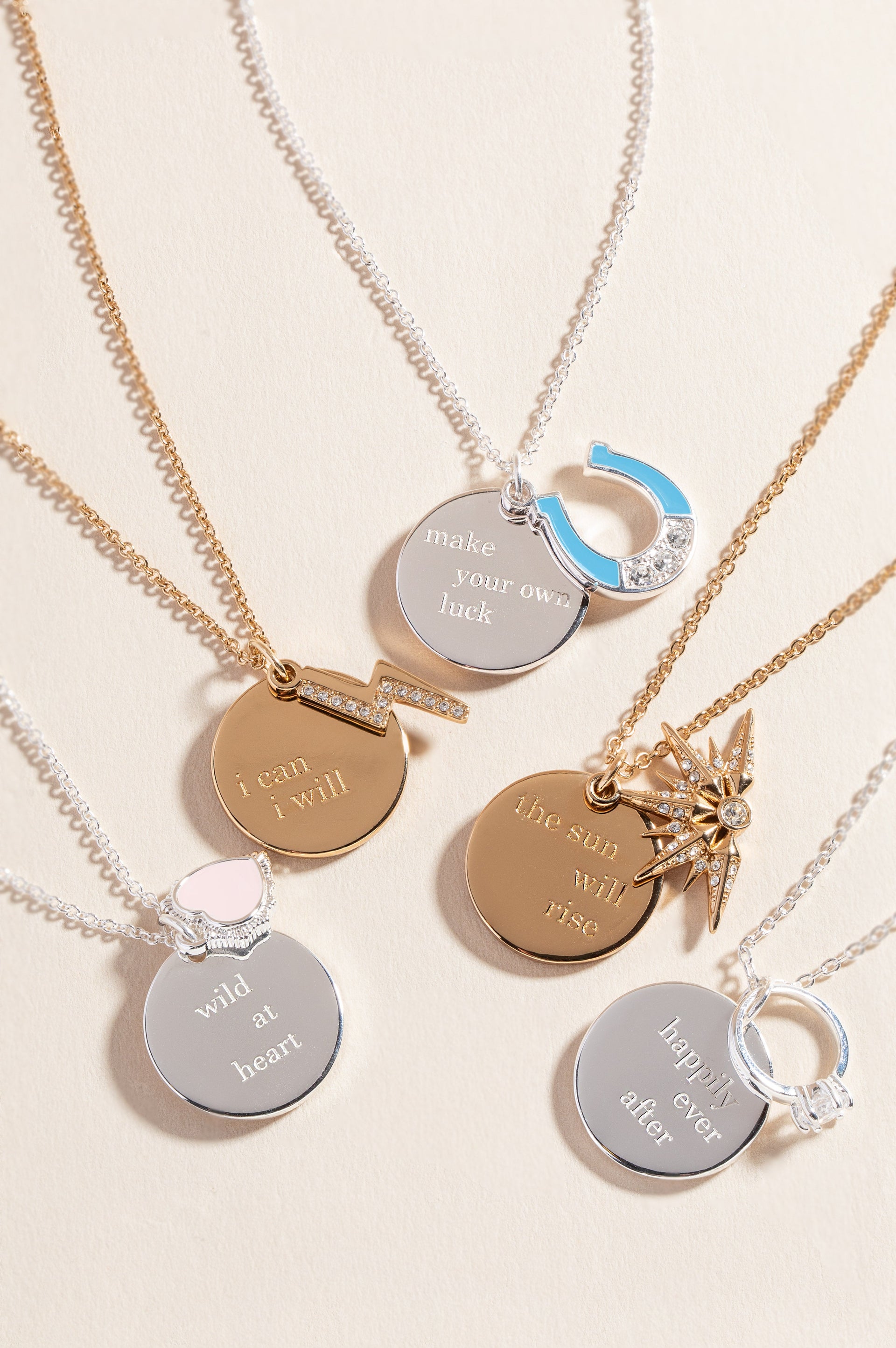 Make Your Own Luck Duo Charm Pendant Necklace with Crystal