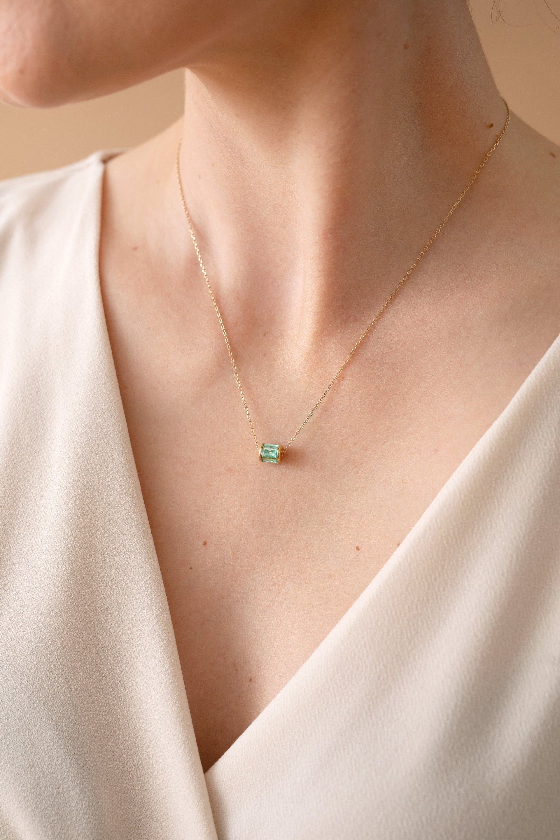 December Birthstone Baguette Pendant Necklace in Sterling Silver