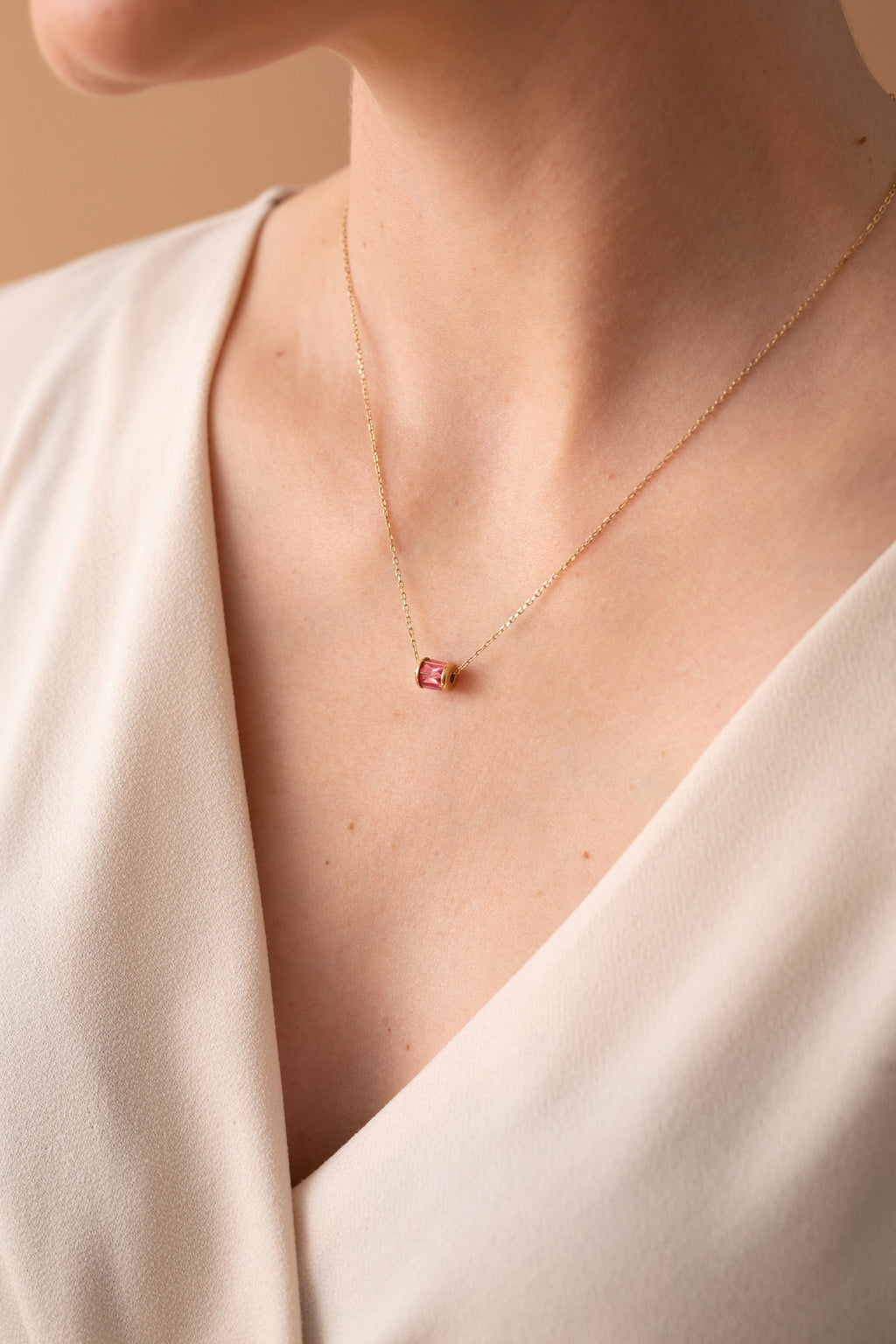 October Birthstone Barrel Pendant Necklace in Sterling Silver or Gold