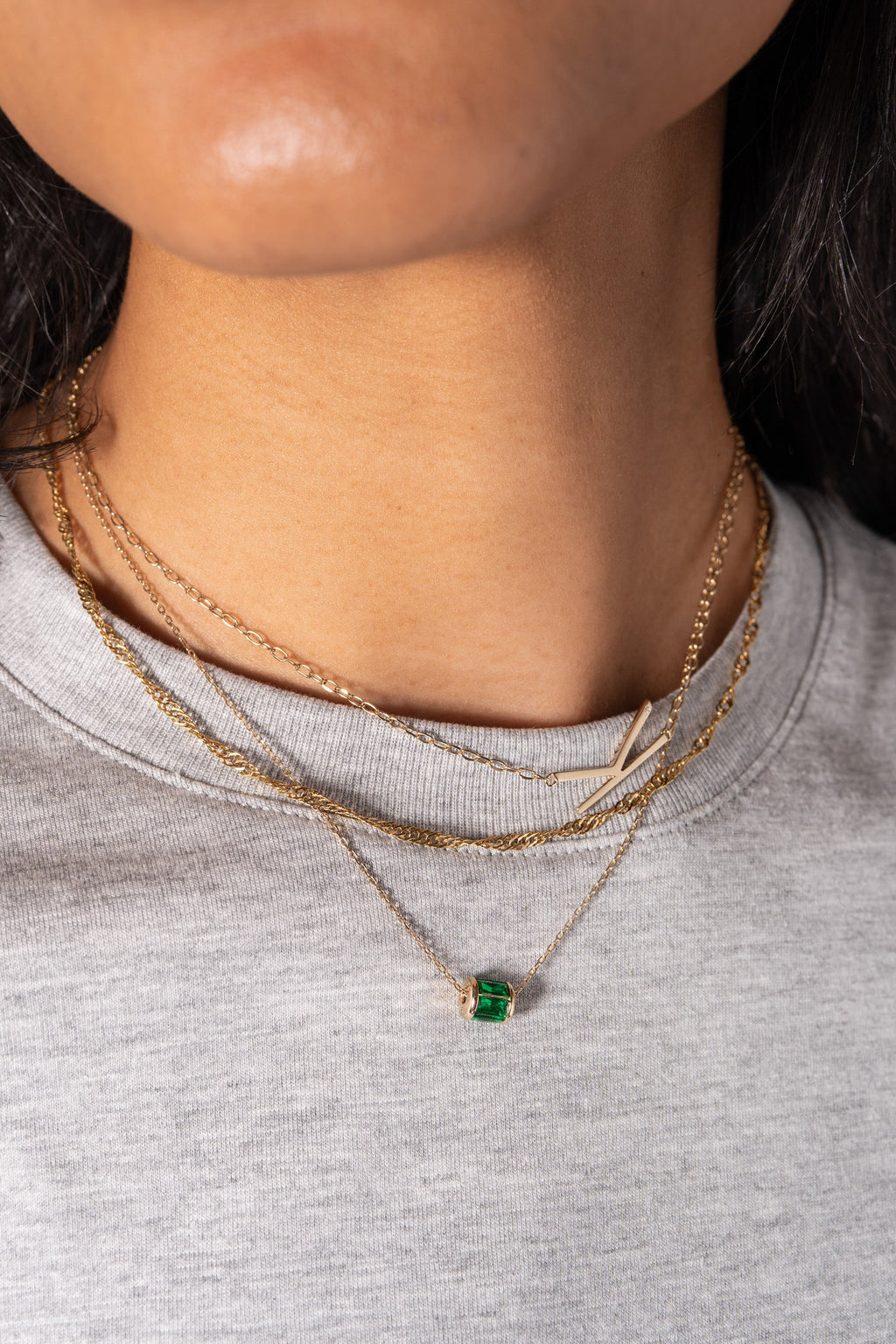 May Birthstone Barrel Pendant Necklace in Sterling Silver or Gold