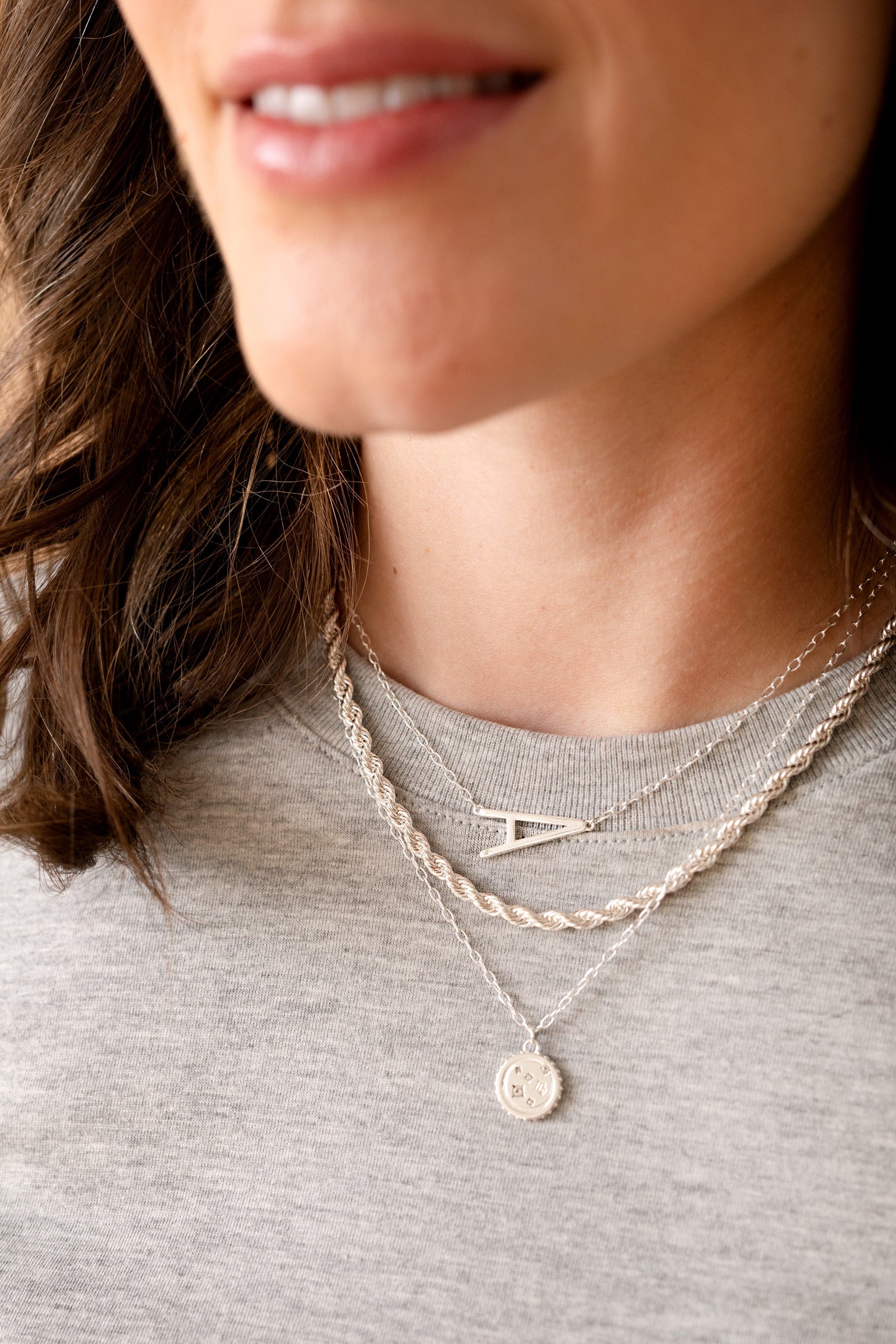 Virgo Zodiac Pendant Necklace in Silver with Crystal Accents