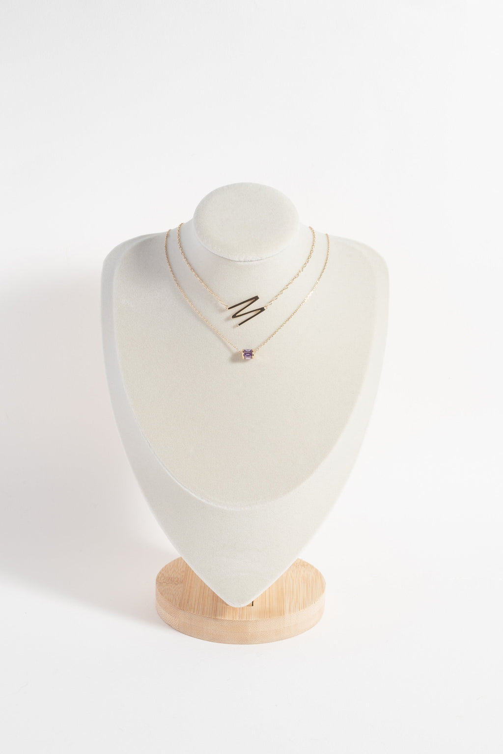 February Birthstone Amethyst Barrel Pendant Necklace in Gold-Plated