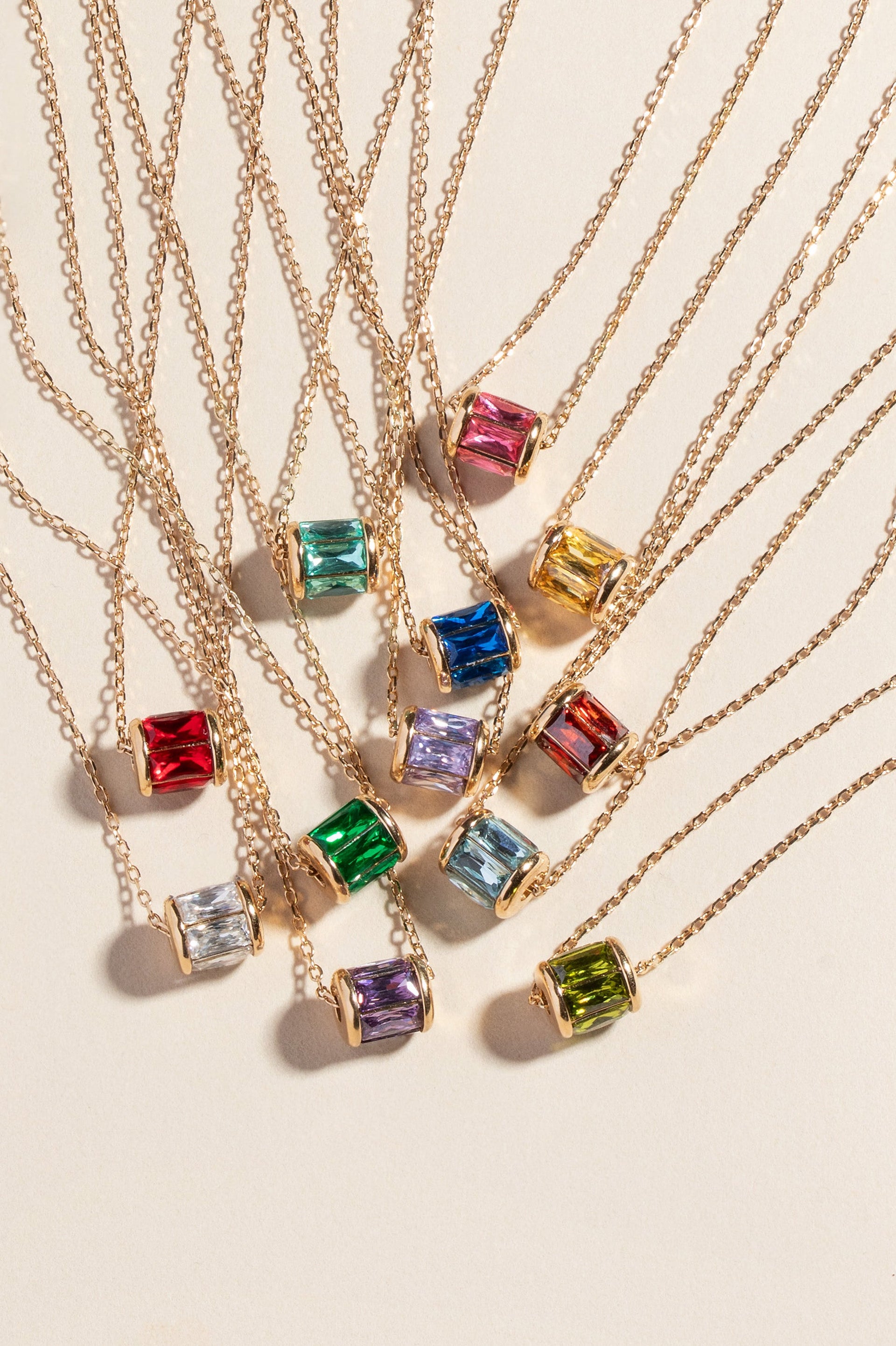 February Birthstone Amethyst Barrel Pendant Necklace in Gold-Plated