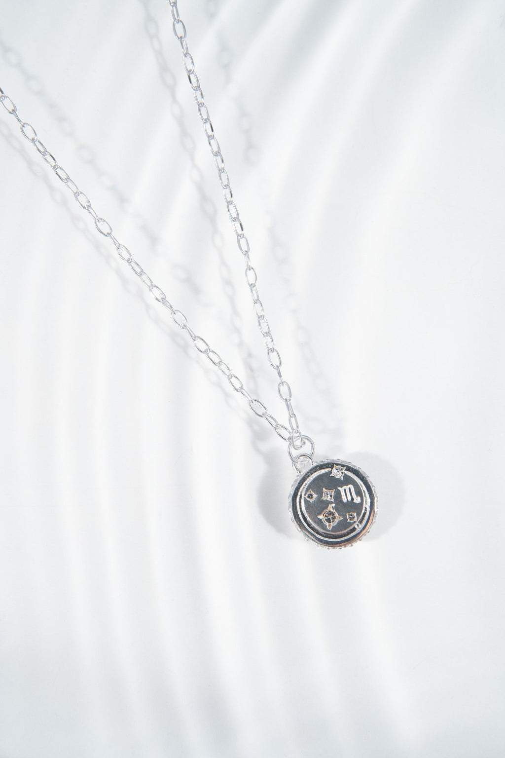 Scorpio Zodiac Charm Necklace with Crystal Accents