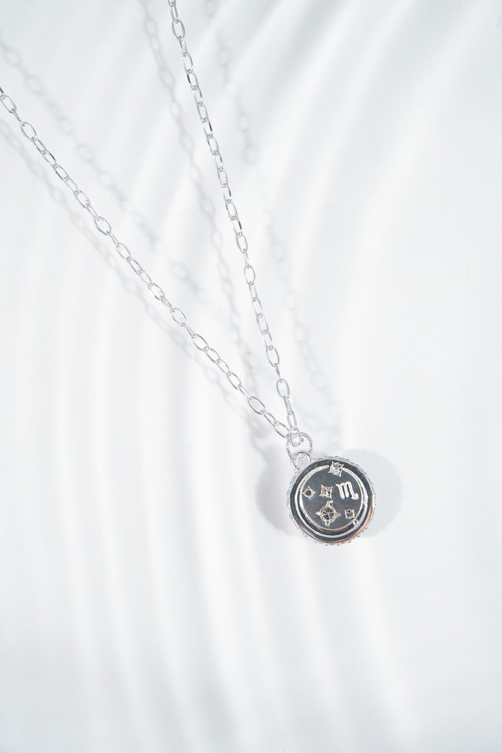Scorpio Zodiac Charm Necklace with Crystal Accents