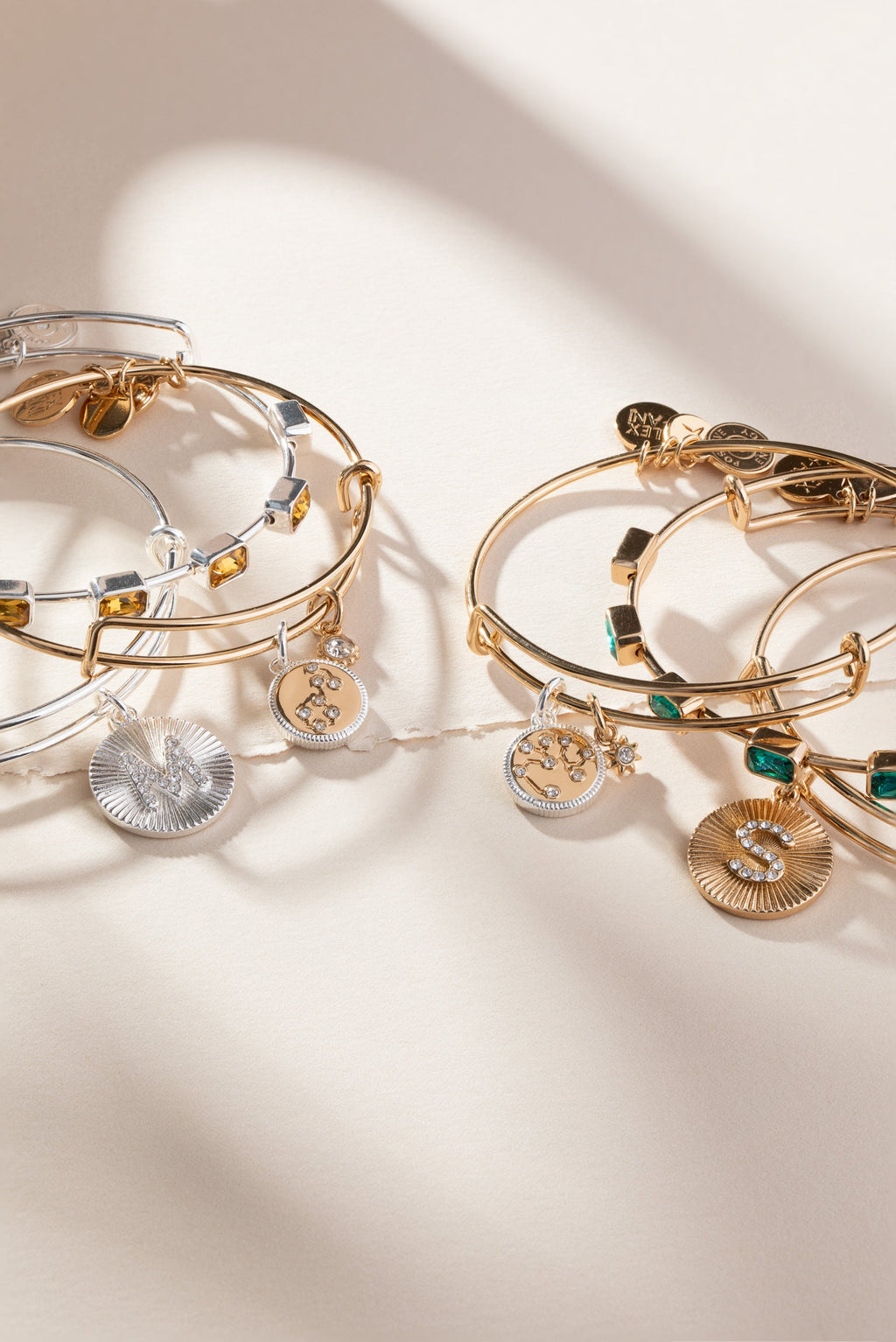 November Birthstone Emerald Cut Gold Crystal Expandable Bangle
