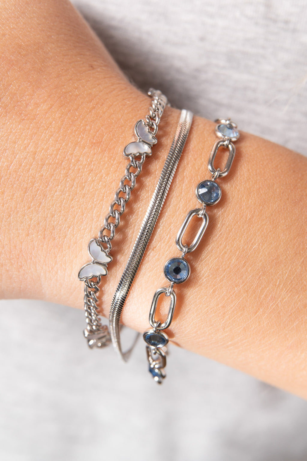 Butterfly Curb Chain Bracelet with Crystal Accents
