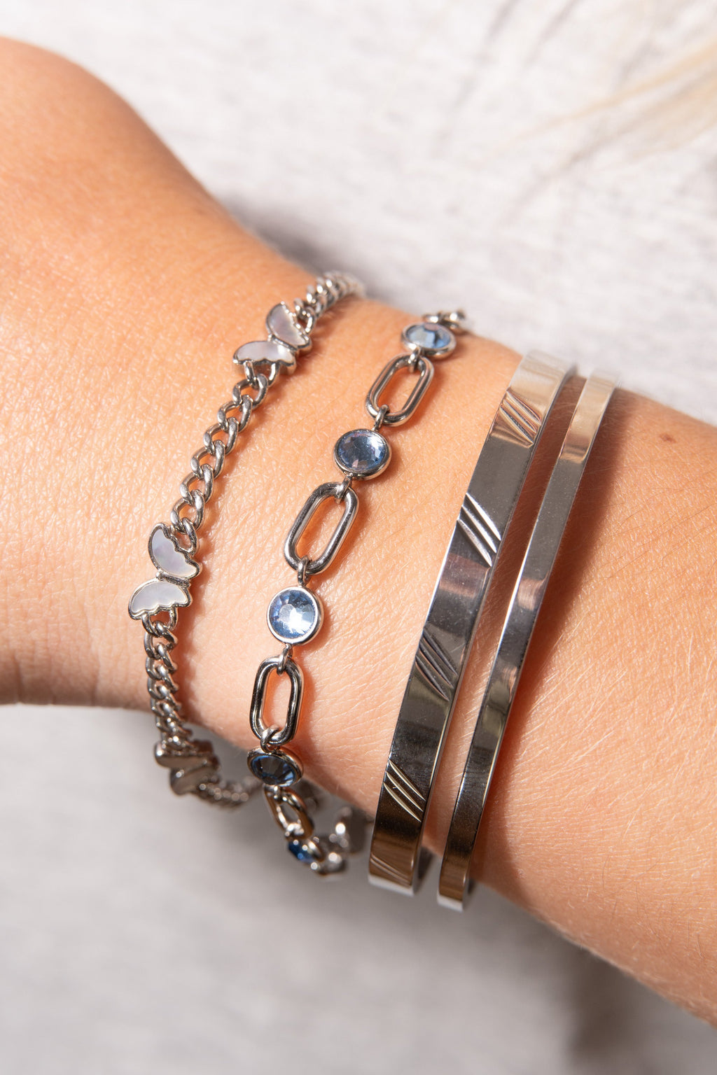 Butterfly Curb Chain Bracelet with Crystal Accents