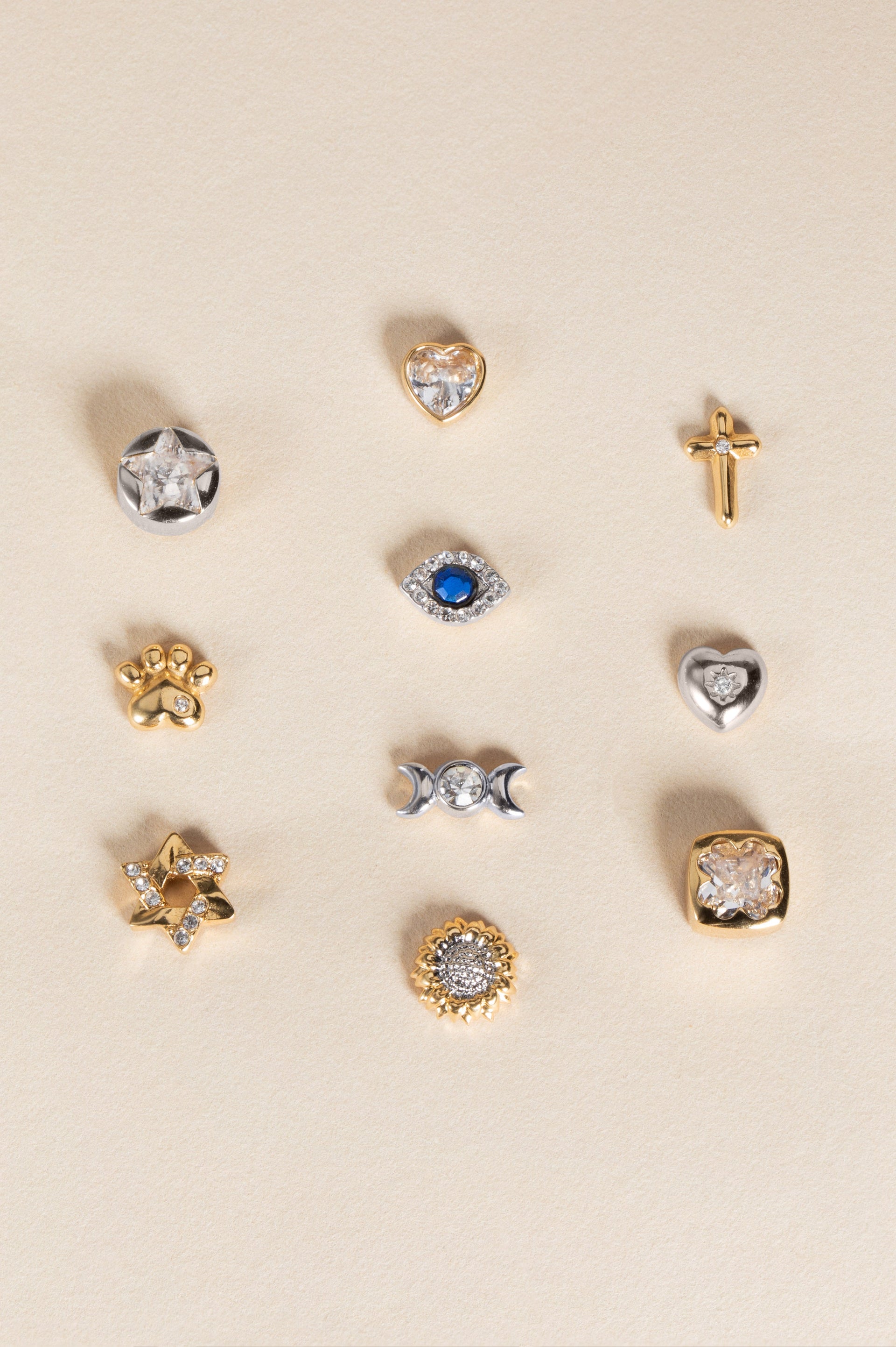 Crystal Clover Mini Stud Earrings in Gold and Clear