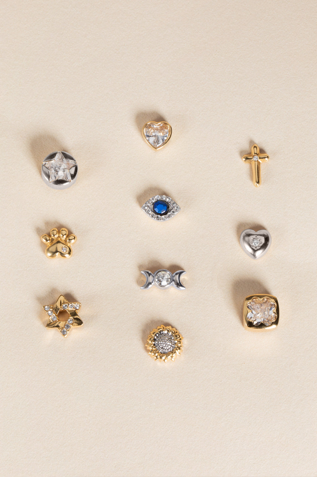 Crystal Star Mini Stud Earrings in Polished Silver Tone