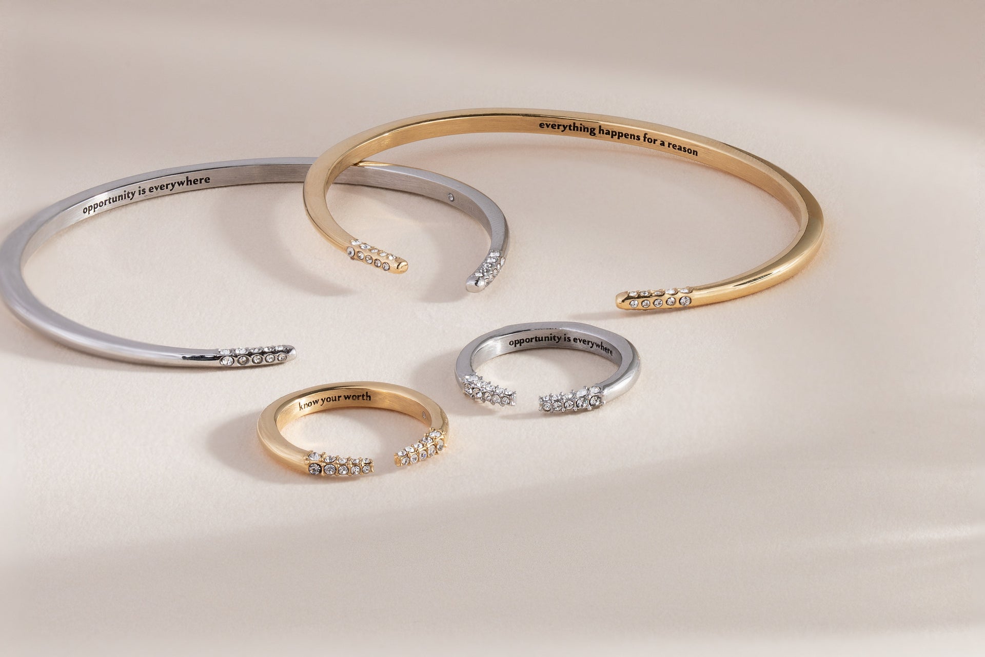 Opportunity is Everywhere Open Tusk Ring in Silver-Tone Stainless