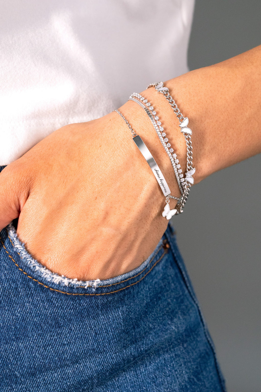 Double Strand Crystal Tennis Chain Bracelet in Gold and Silver
