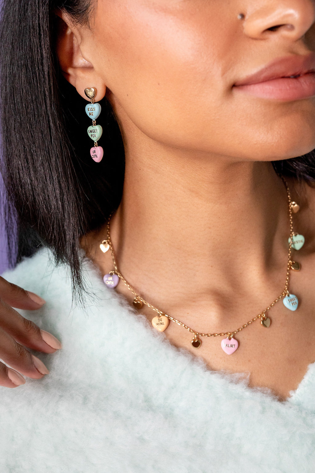 Sweethearts® Statement Drop Earrings with Heart-Shaped Candy Charms