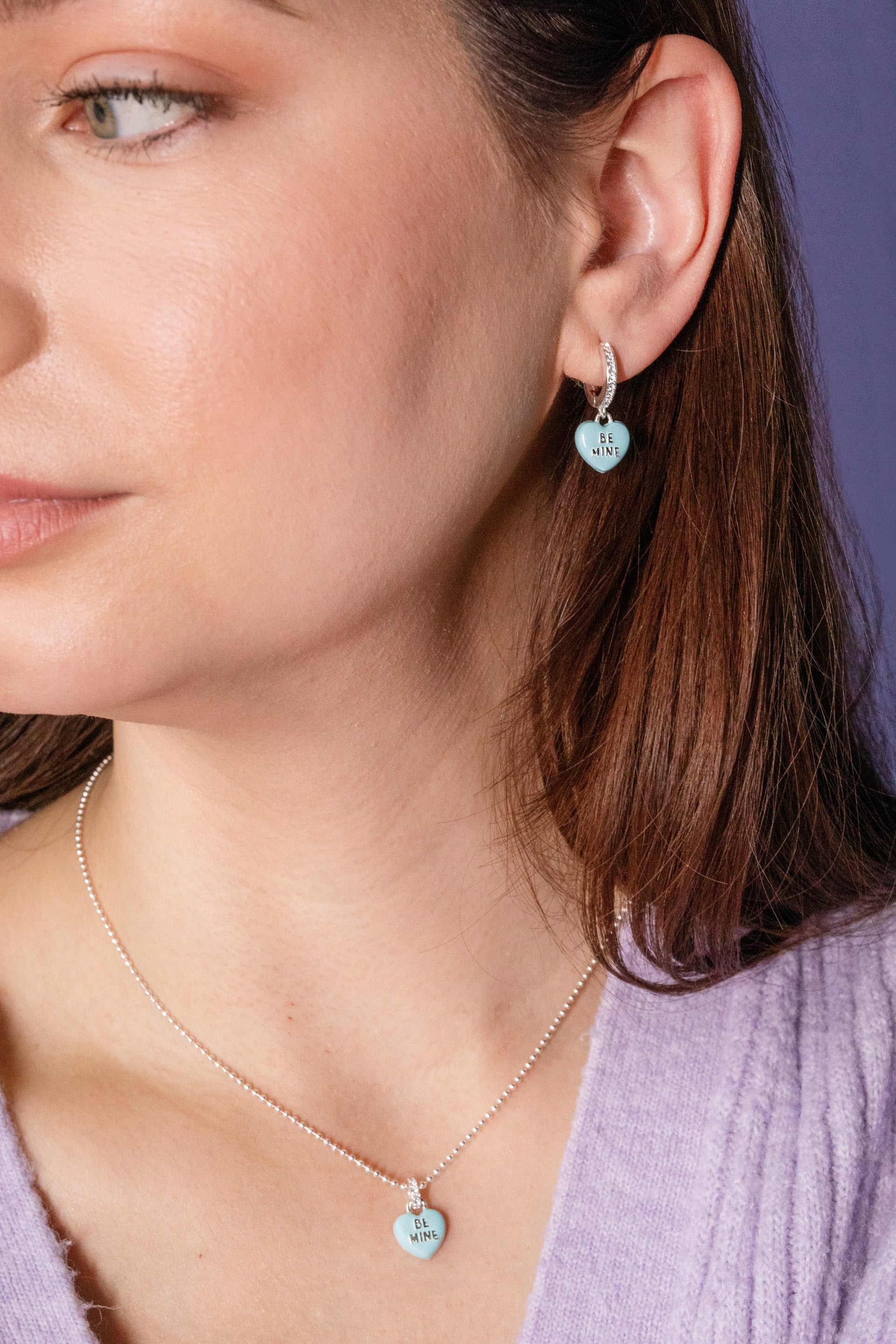 Sweethearts Be Mine Blue and Silver-Tone Charm Pendant Necklace