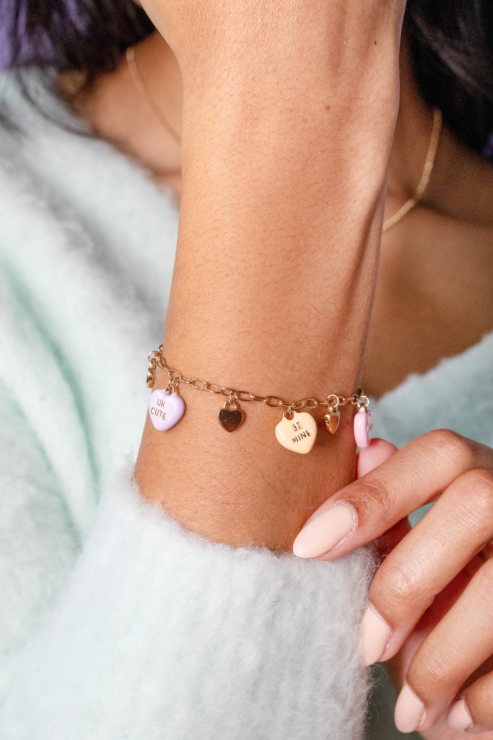 Sweethearts Multi-Charm Adjustable Chain Bracelet in Gold-Tone