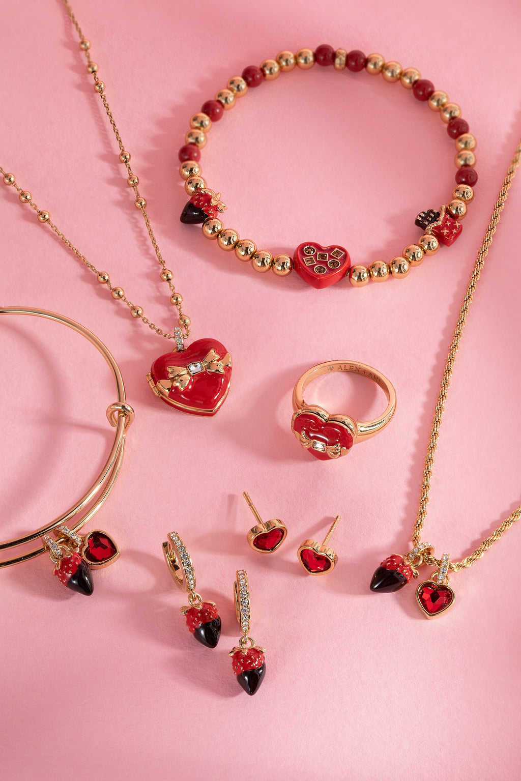 Chocolate-Covered Strawberry Duo Charm Bangle for Valentine's Day