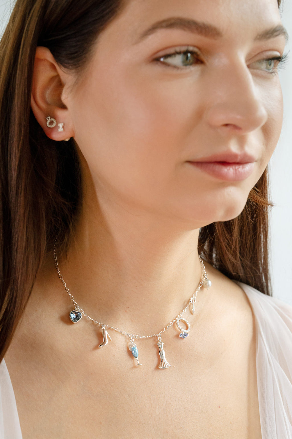 Bridal Multi-Charm Necklace with Wedding Theme Charms