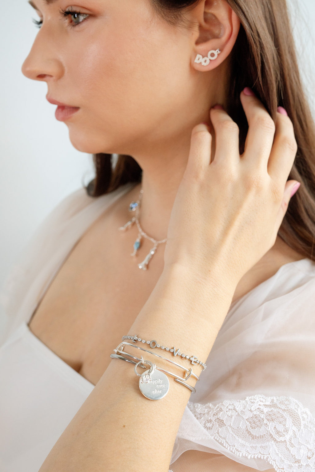 Trust the Process Open Tusk Cuff Bracelet with Crystal Accents
