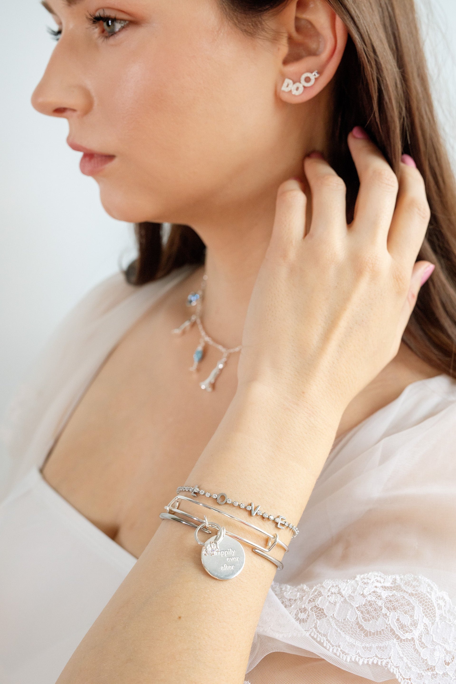 Trust the Process Open Tusk Cuff Bracelet with Crystal Accents