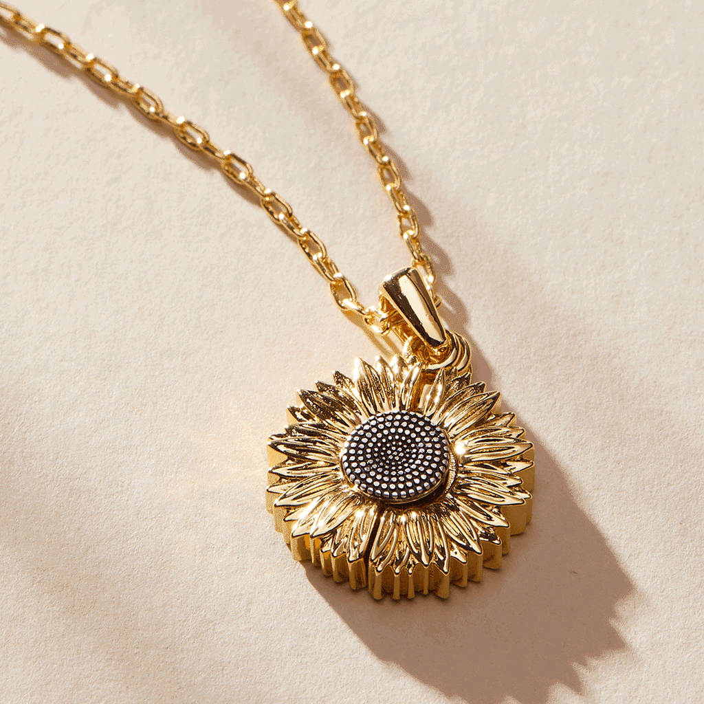 Sunflower Choose Happiness Mantra Pendant Necklace