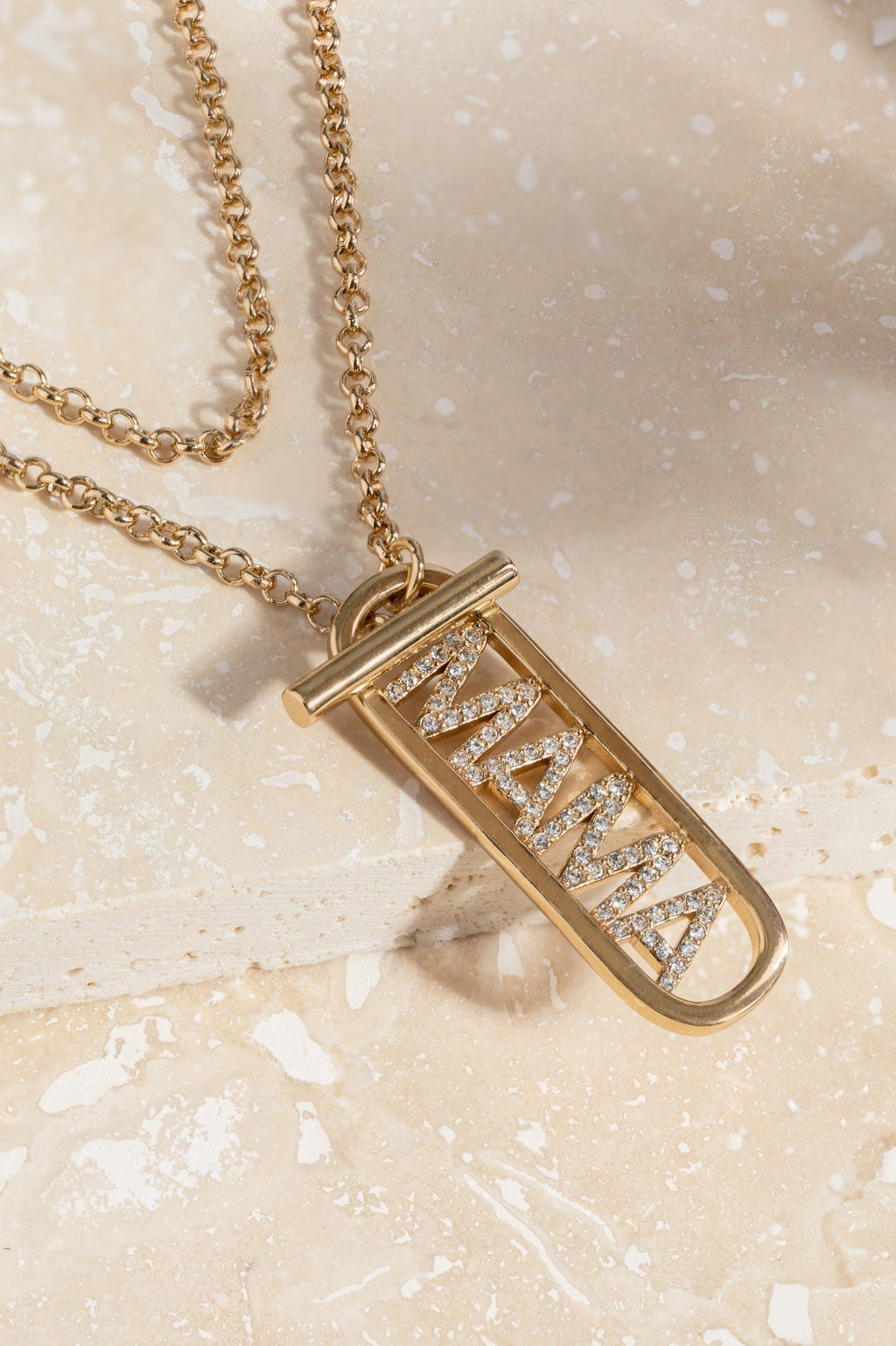 Convertible Mama Pavé Crystal Toggle Pendant Necklace