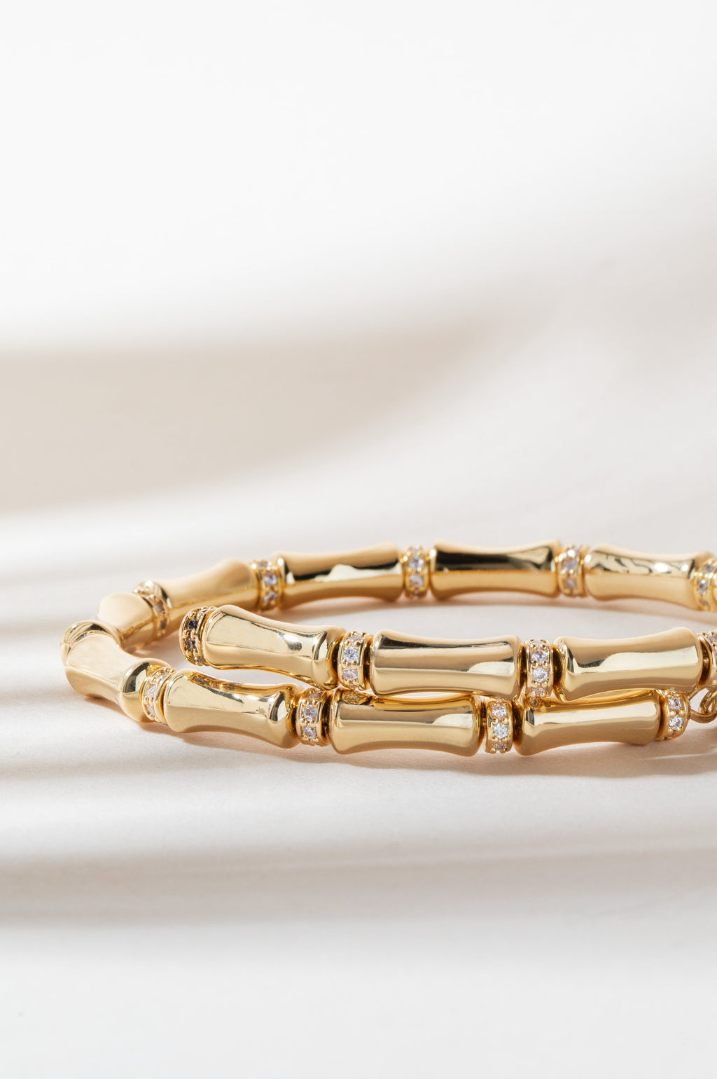 Bamboo Wrap Bracelet with Pave Crystal Spacers