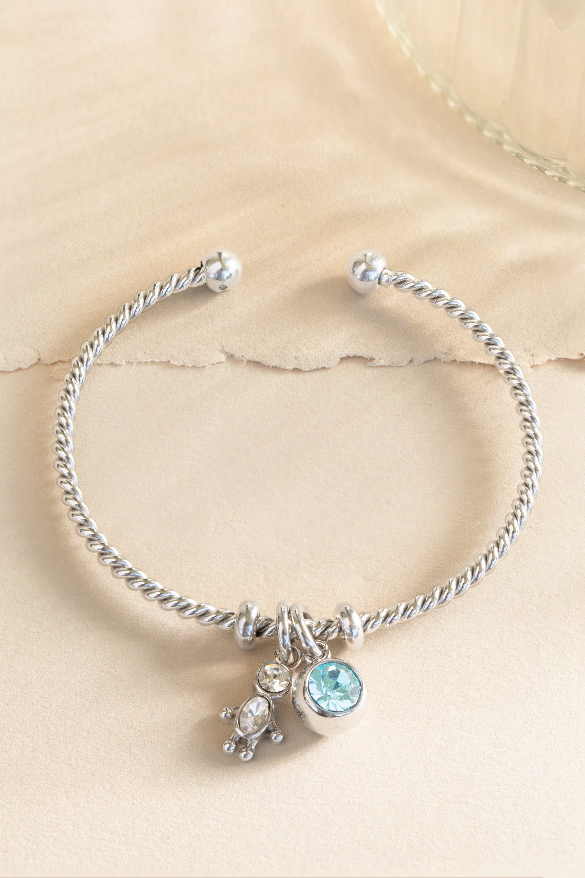March Birthstone Interchangeable Charm in Gold with Aquamarine