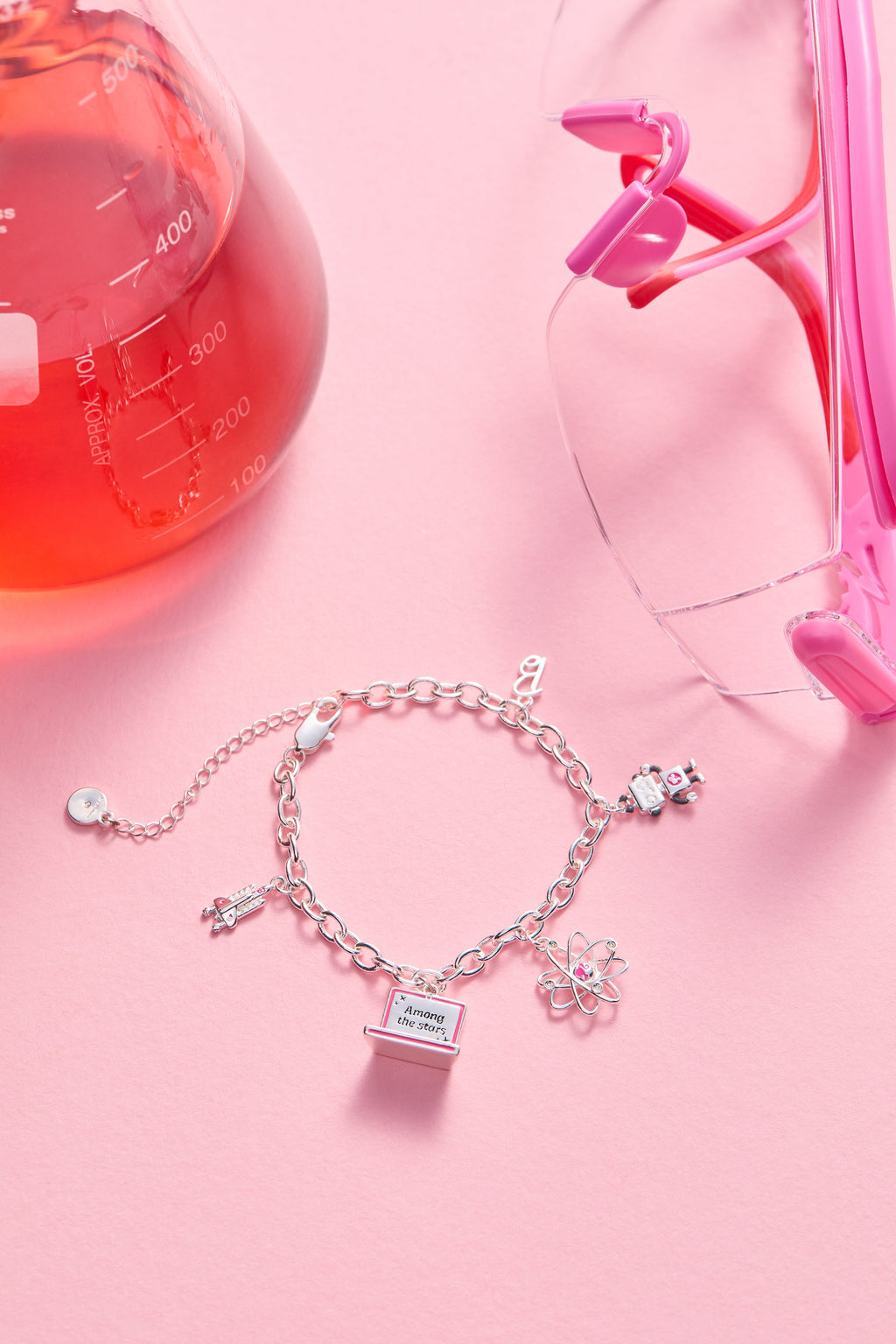 Barbie™ STEM Charm Bracelet Silver Tone Playful Science Jewelry