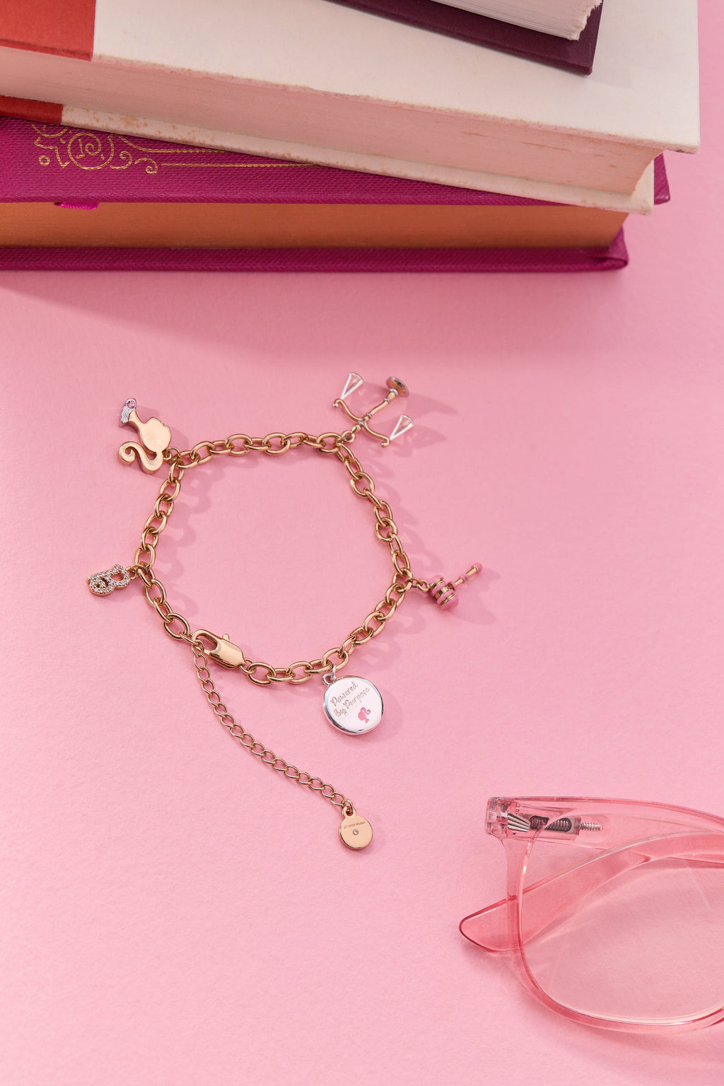 Barbie™ Legal Charm Bracelet in Gold, Pink and Silver Finish