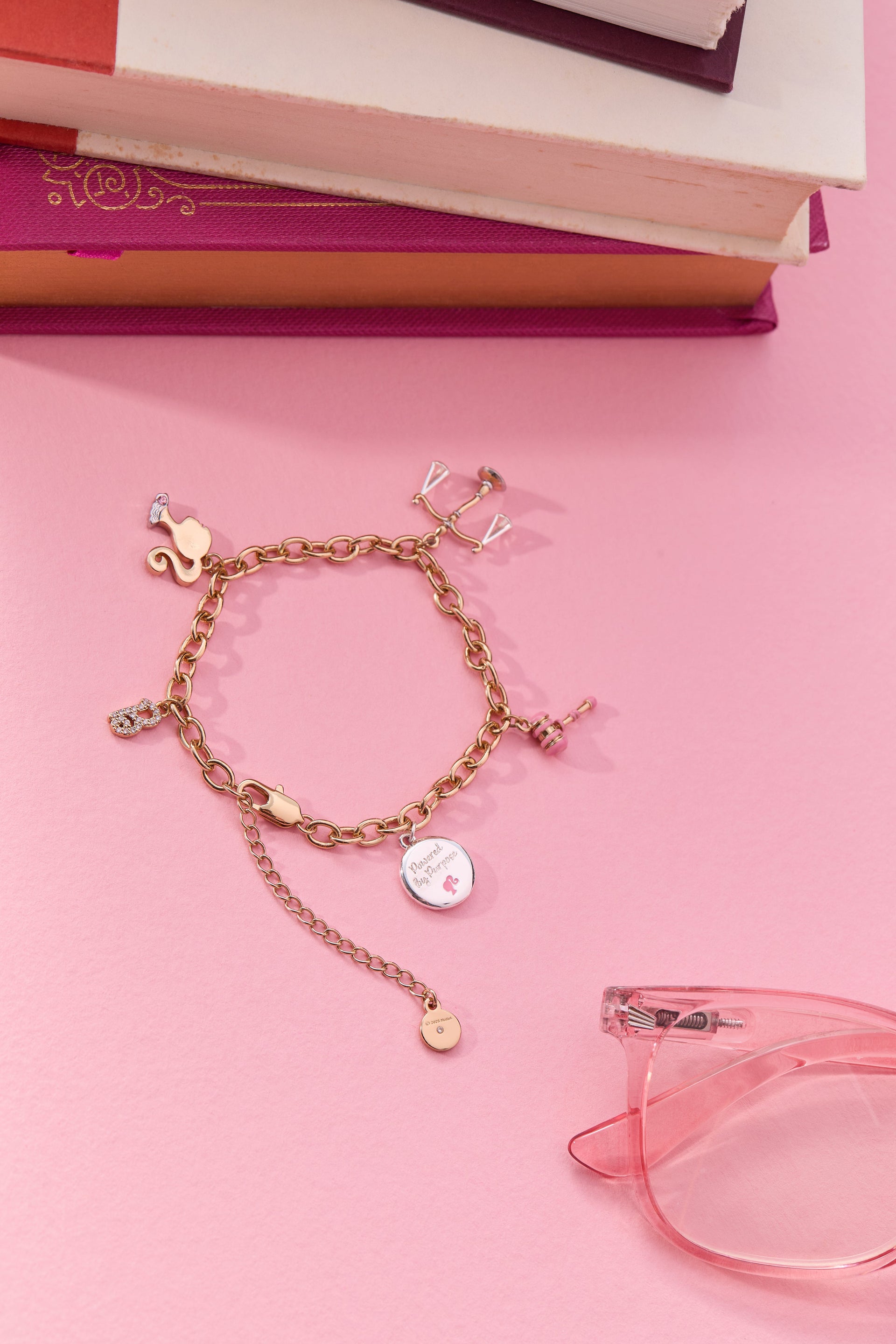 Barbie™ Legal Charm Bracelet in Gold, Pink and Silver Finish