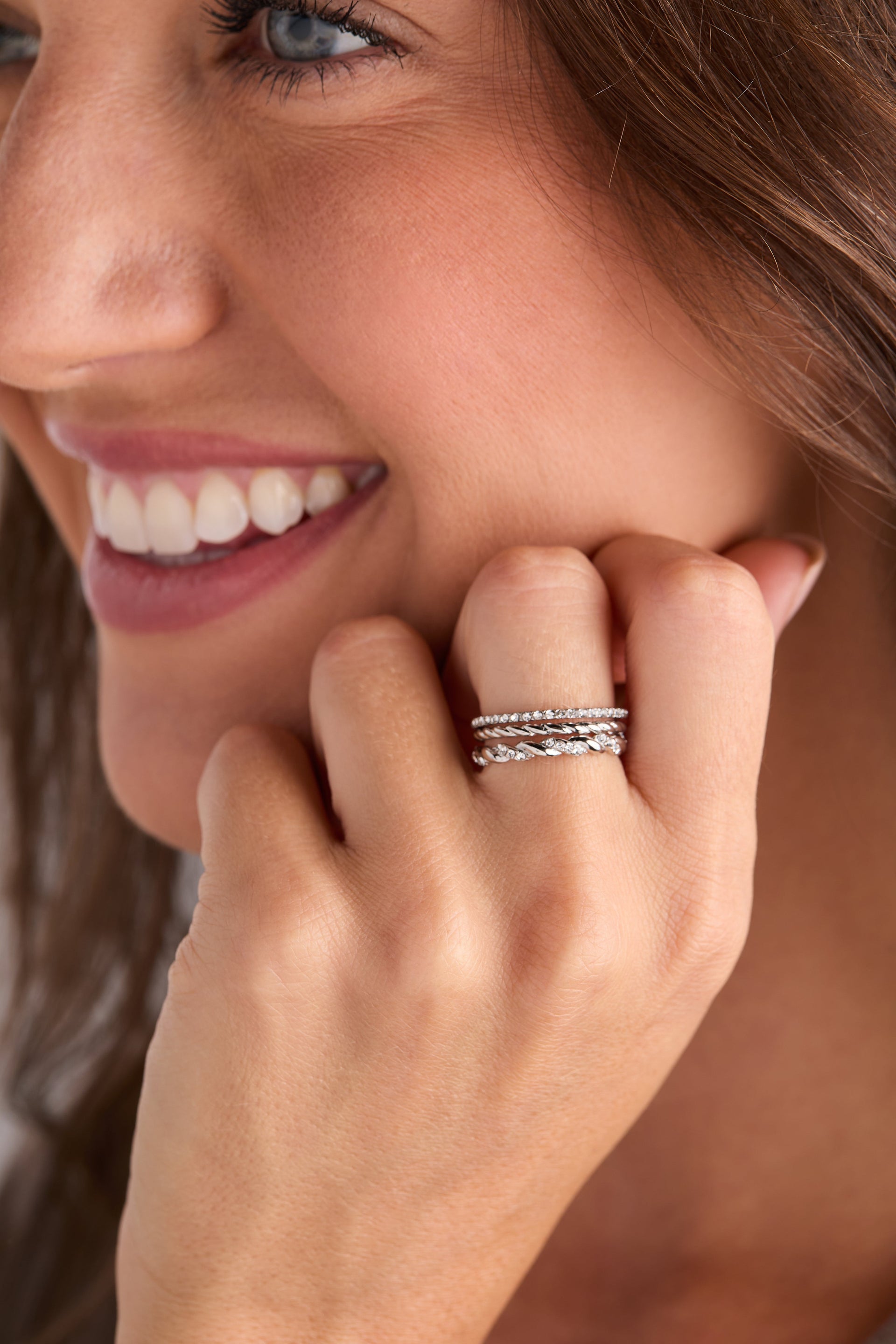 Rope Stacking Ring Set of 3 in Mixed Gold and Silver Tone