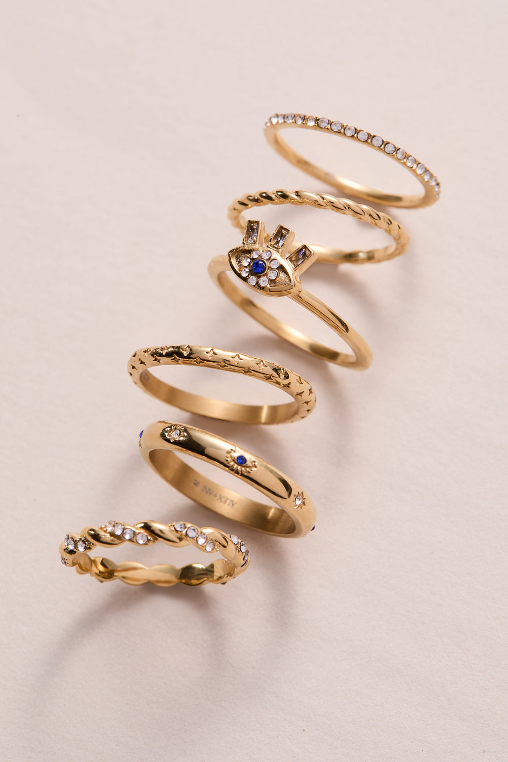 Rope Stacking Ring Set of 3 in Mixed Gold and Silver Tone
