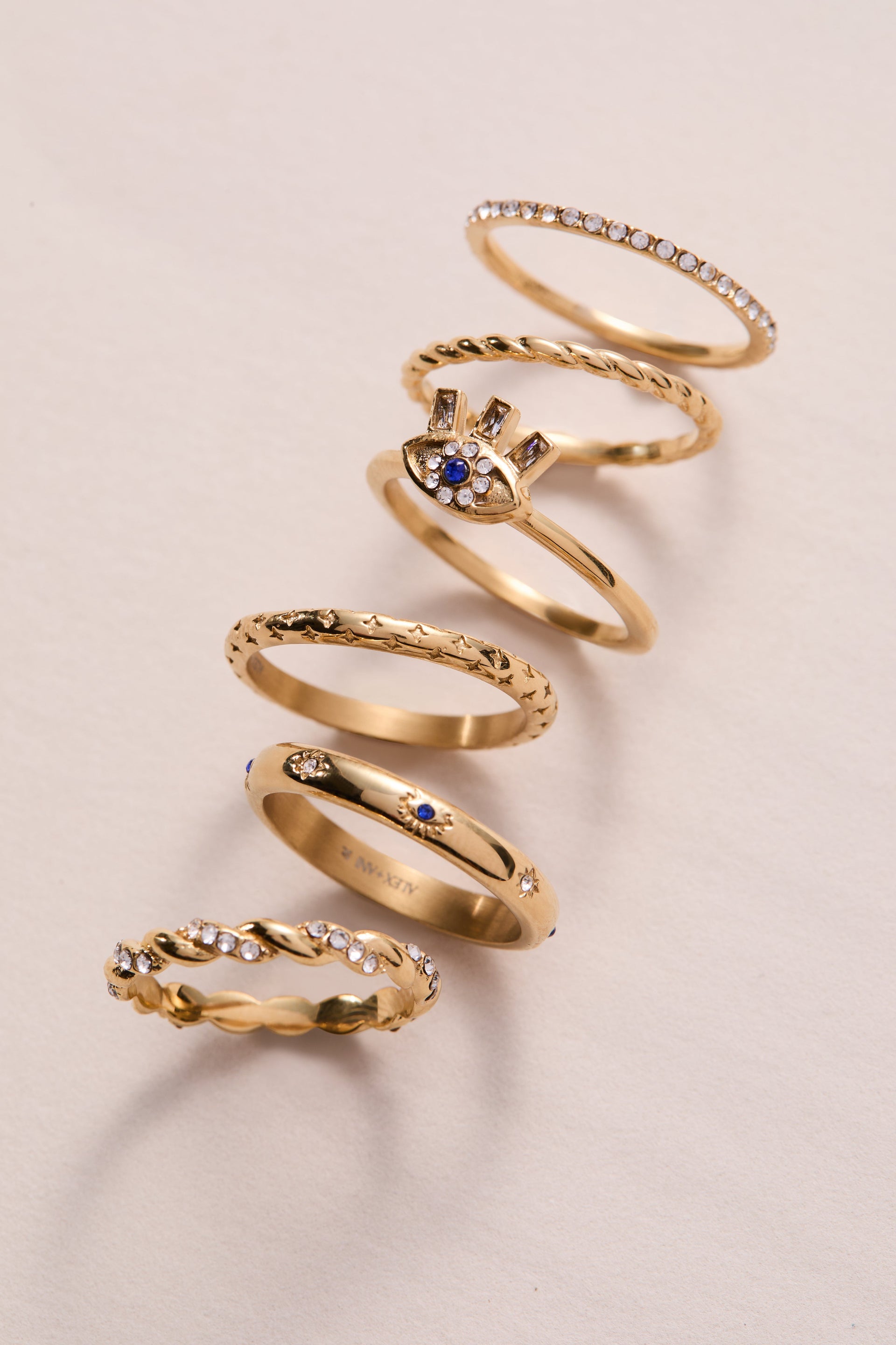 Rope Stacking Ring Set of 3 in Mixed Gold and Silver Tone