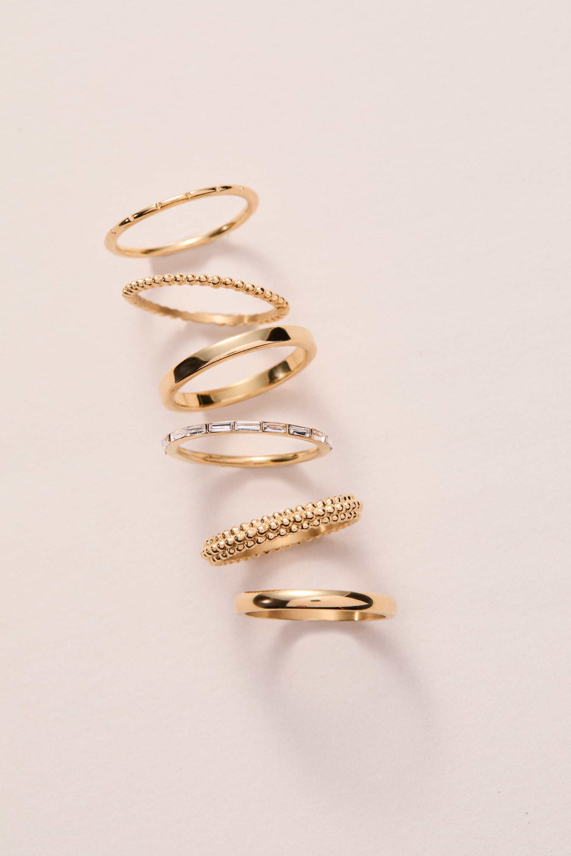 Ball Stacking Ring Set of 3 - Textured & Smooth Mixed Metal Bands