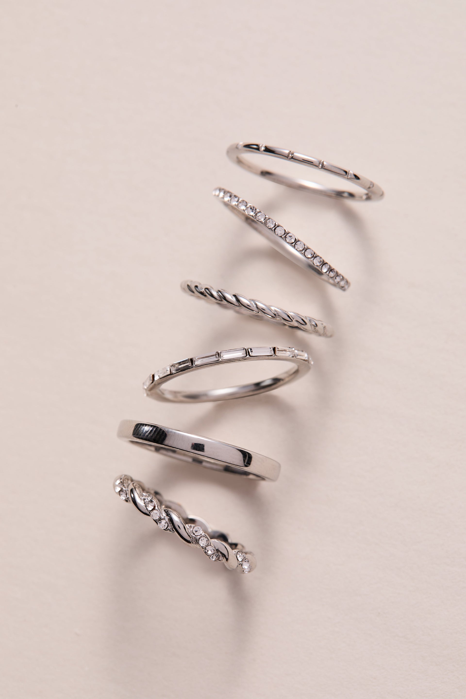 Baguette Stacking Ring Set of 3 - Crystal Accented Band Trio