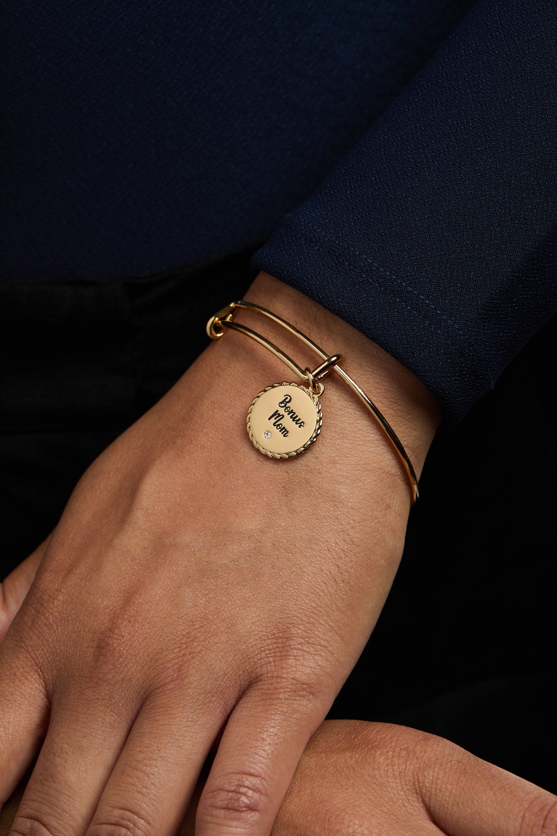 Bonus Mom Family Isn't Only Blessed By Name Gold Charm Bangle